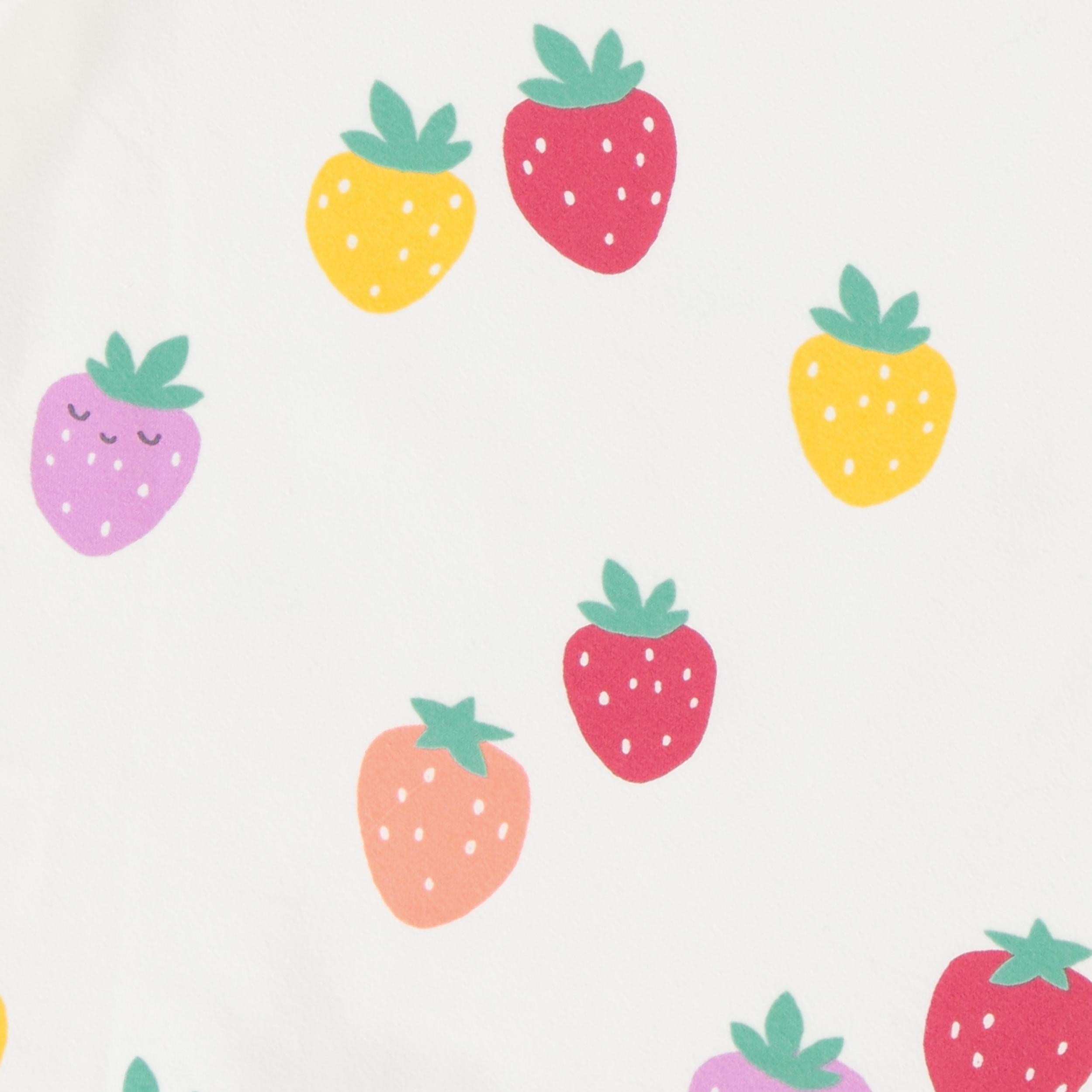 Zoom détails du t-shirt crème à motifs de fraises, enfant