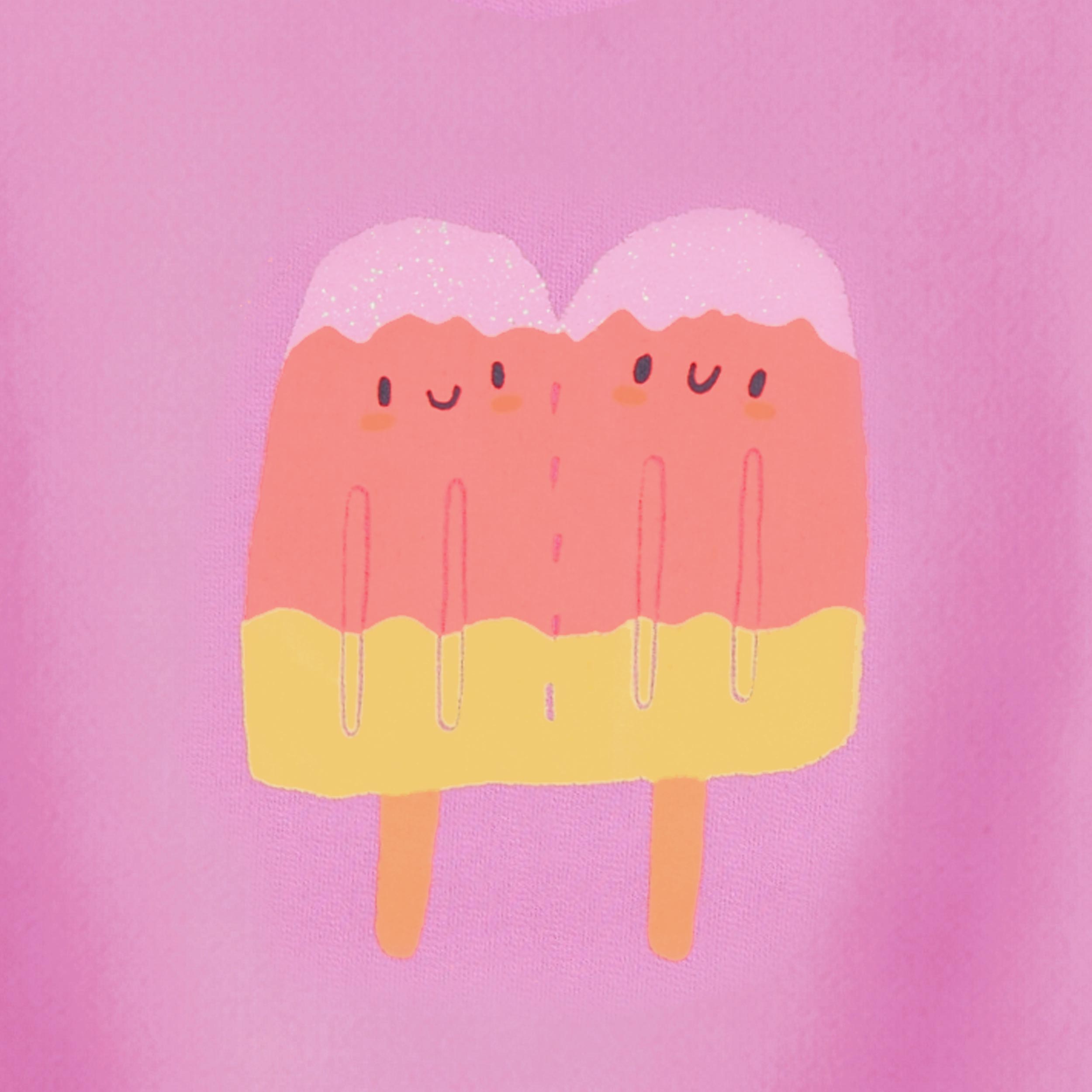 Zoom imprimé du chandail mauve avec illustration, enfant