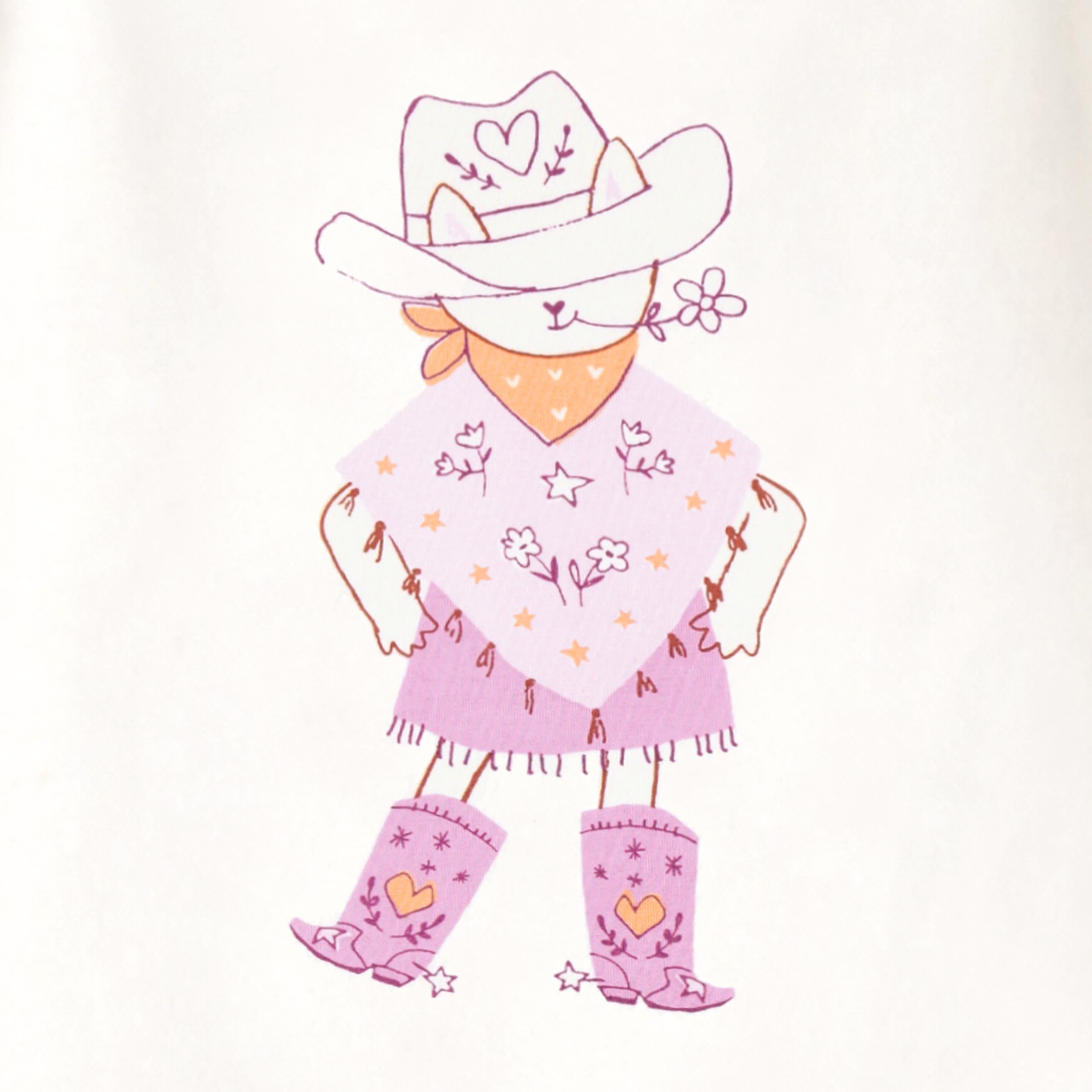 Zoom imprimé au dos du t-shirt crème avec illustration au dos, enfant