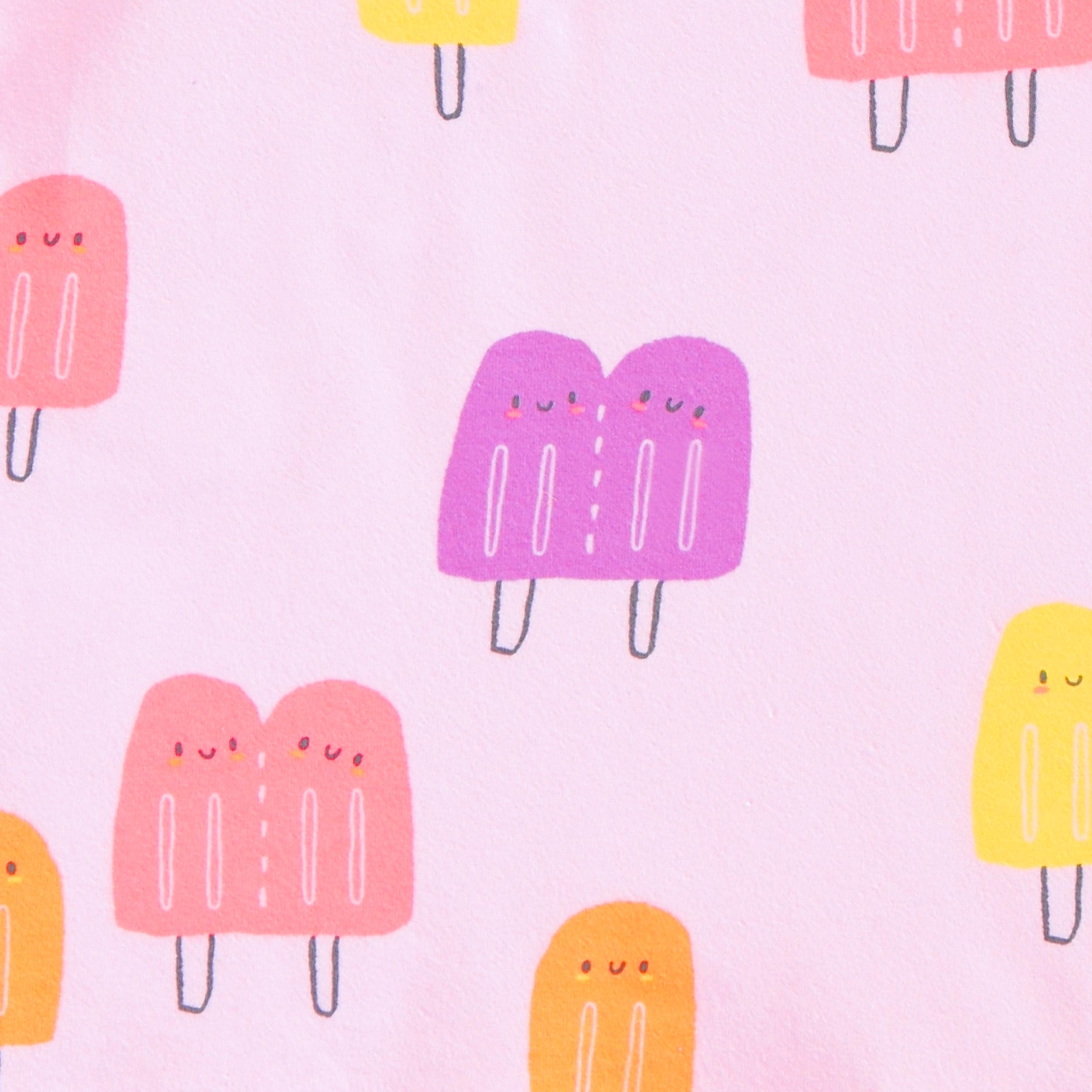 Zoom imprimés du t-shirt mauve à motifs de sucettes glacées, enfant