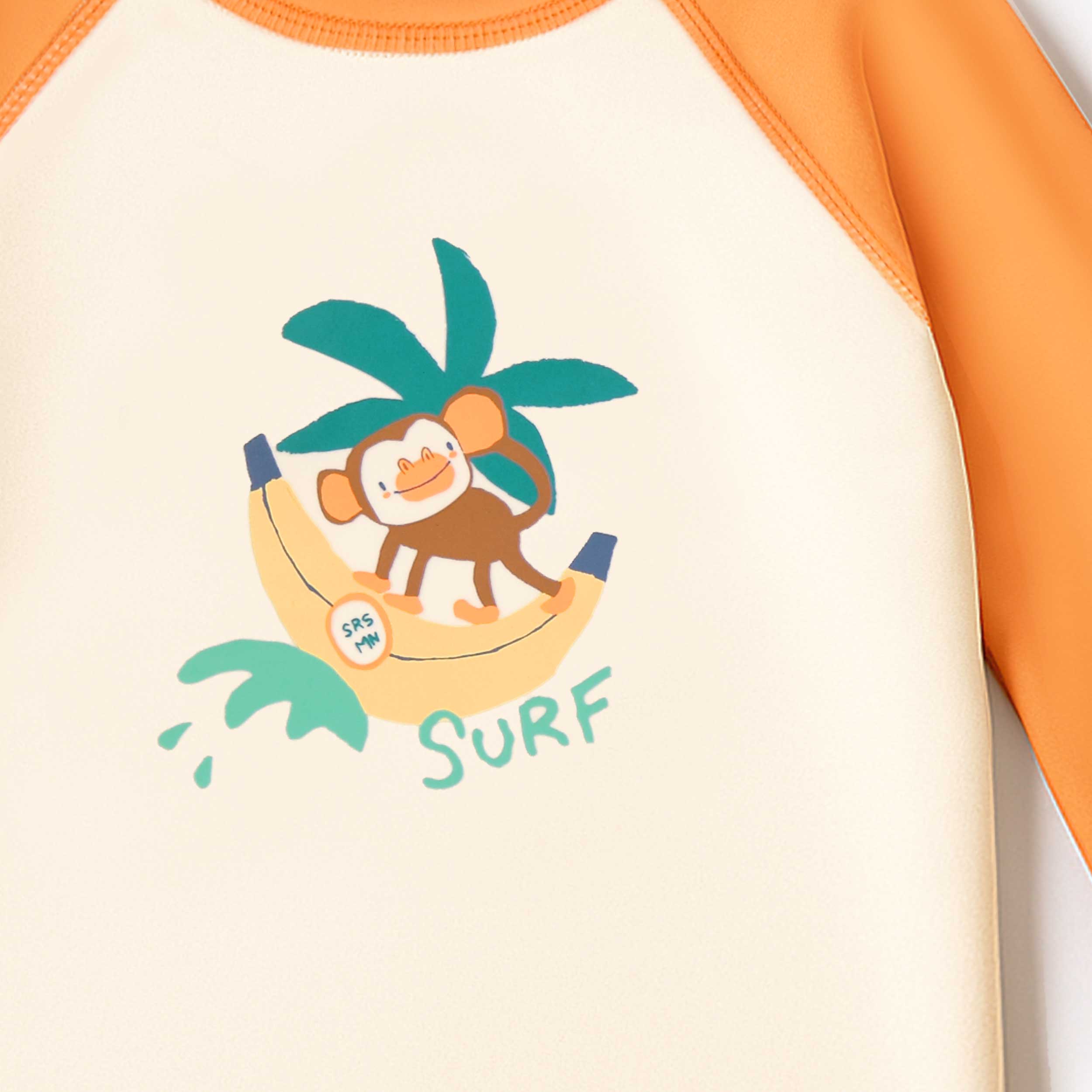 Zoom t-shirt de bain crème et orange avec illustration, bébé - Souris Mini