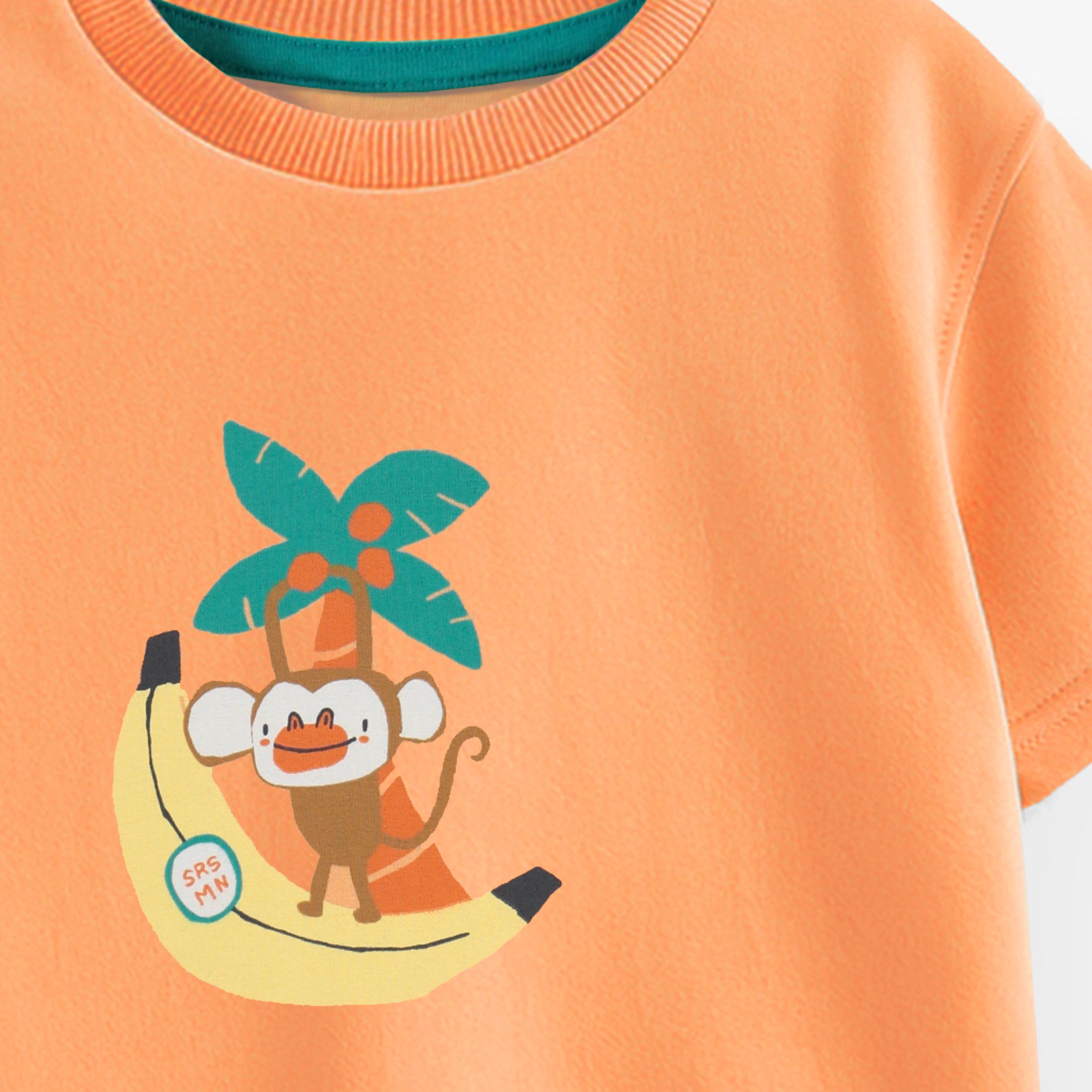 T-shirt orange avec illustration, bébé