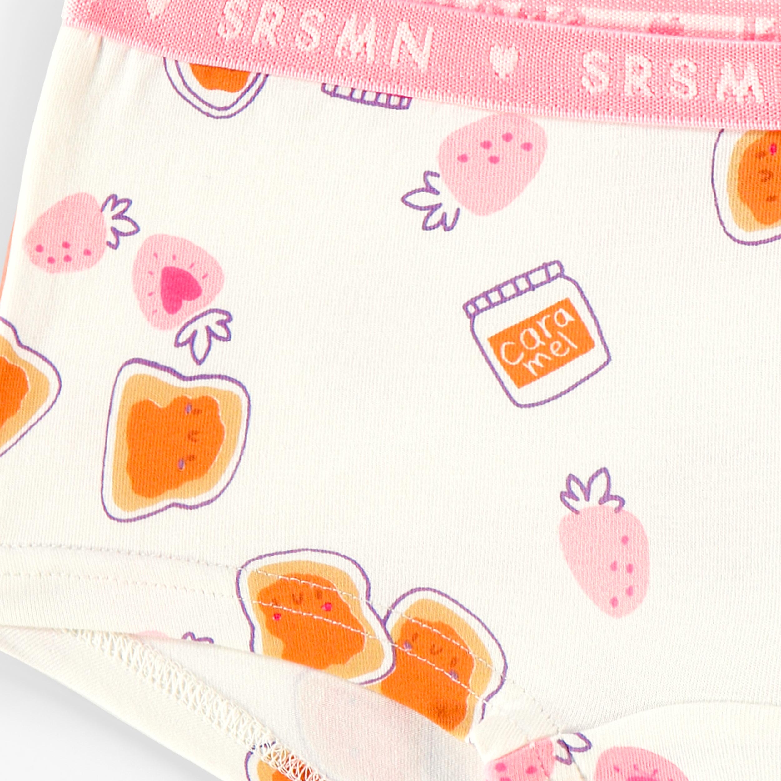 Zoom détails Culotte garçonne crème à imprimé de tartines et fraises, enfant