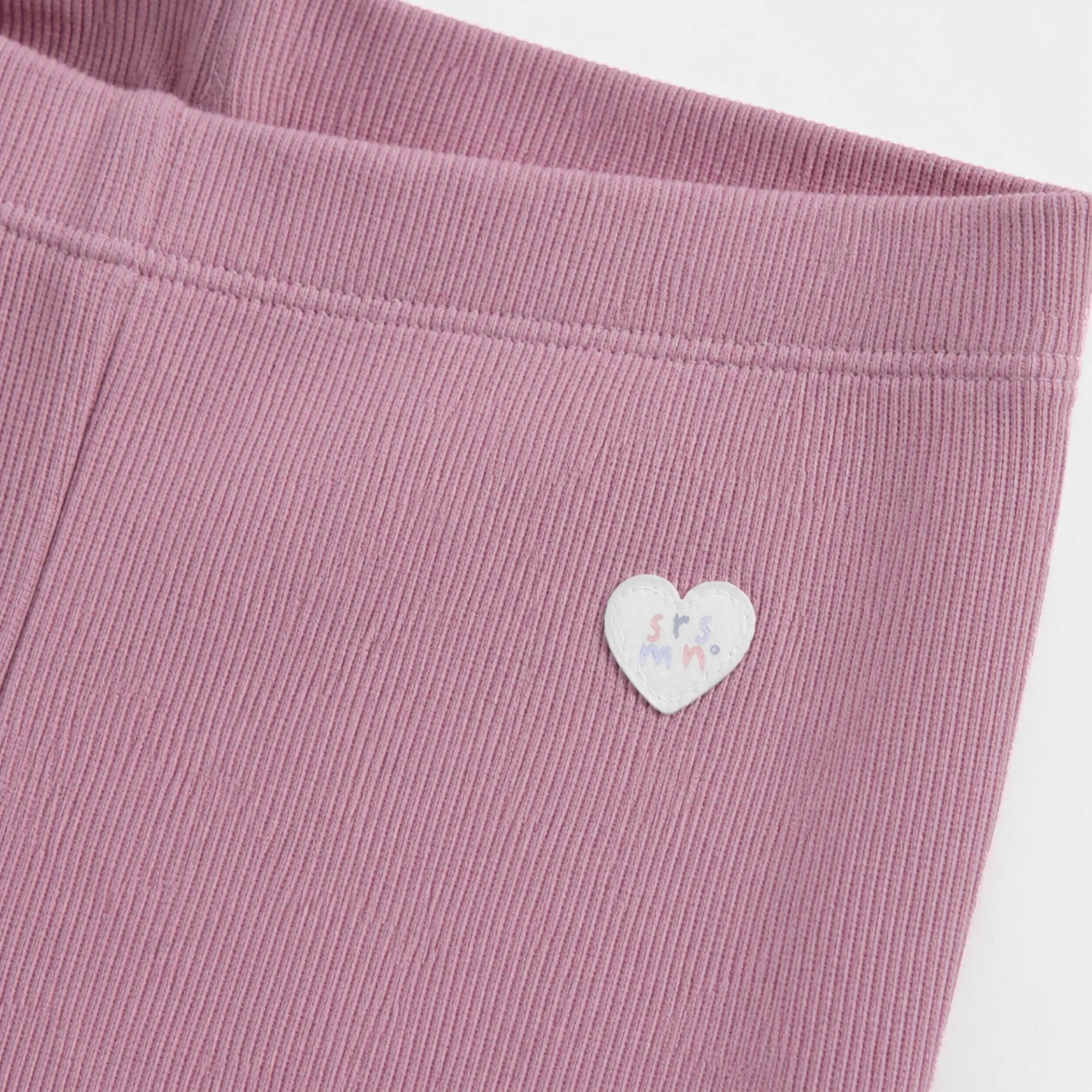 Zoom détails du legging mauve en coton côtelé, enfant