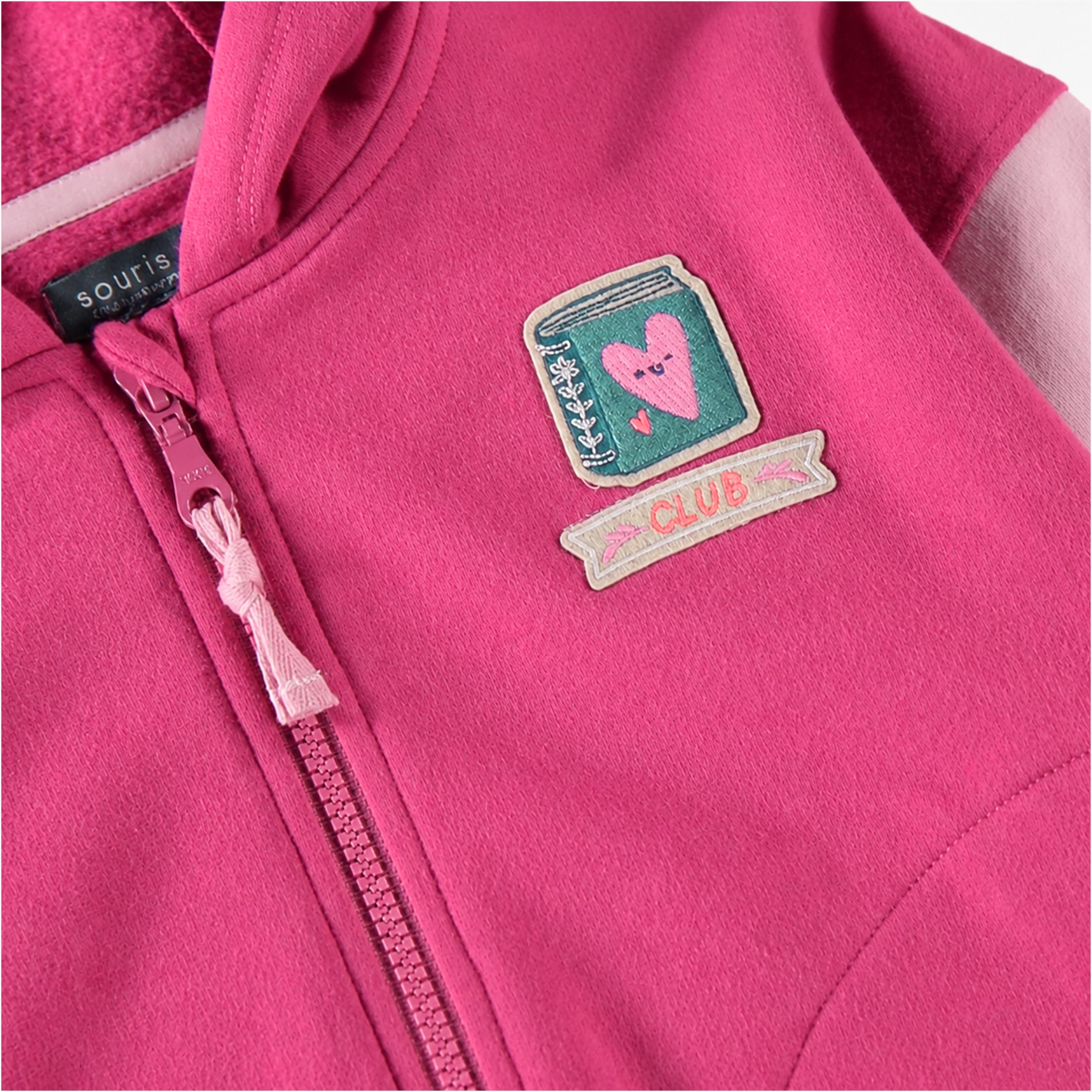 Zoom de la veste rose en coton ouaté, enfant - Souris Mini