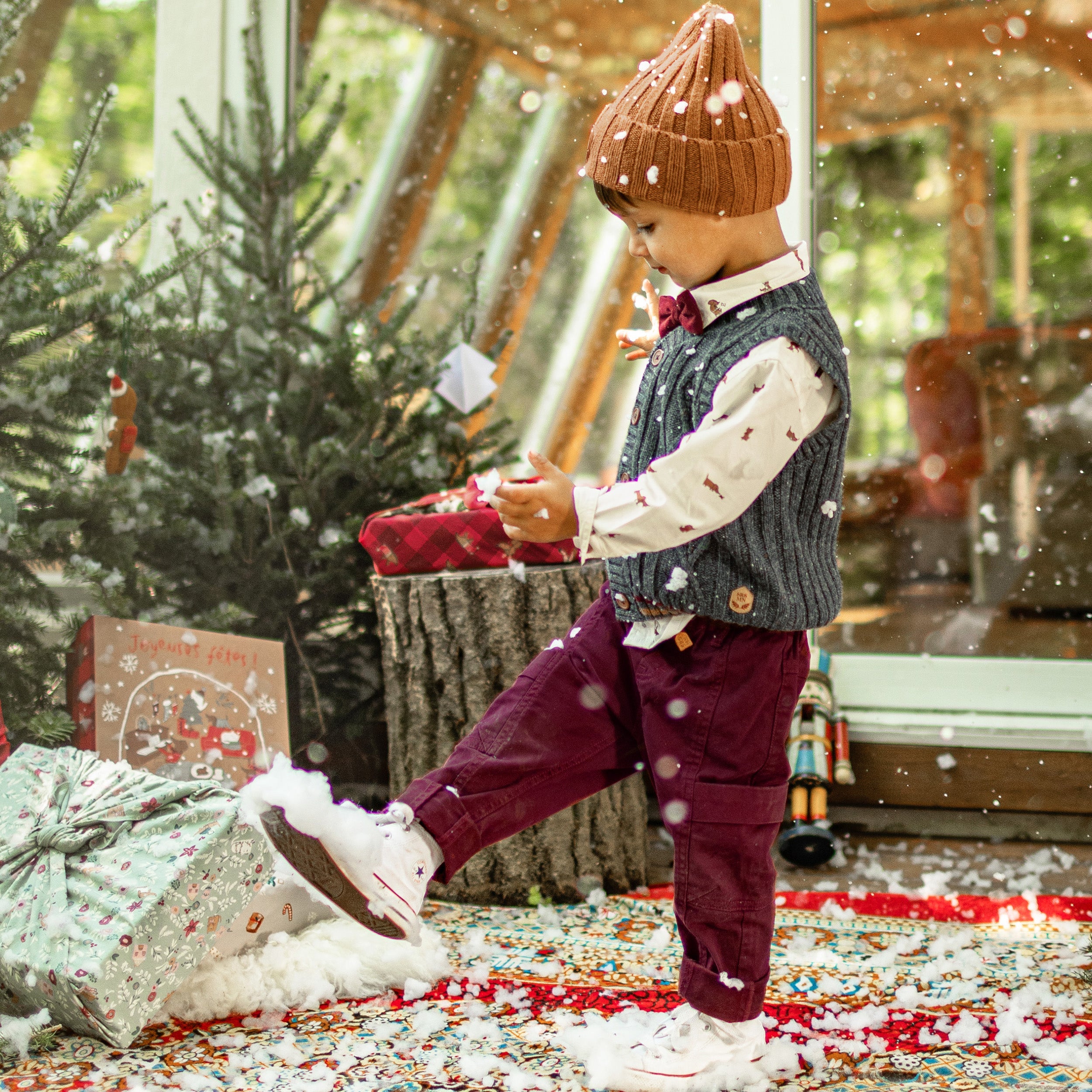 Débardeur à maille torsadée gris foncé, bébé