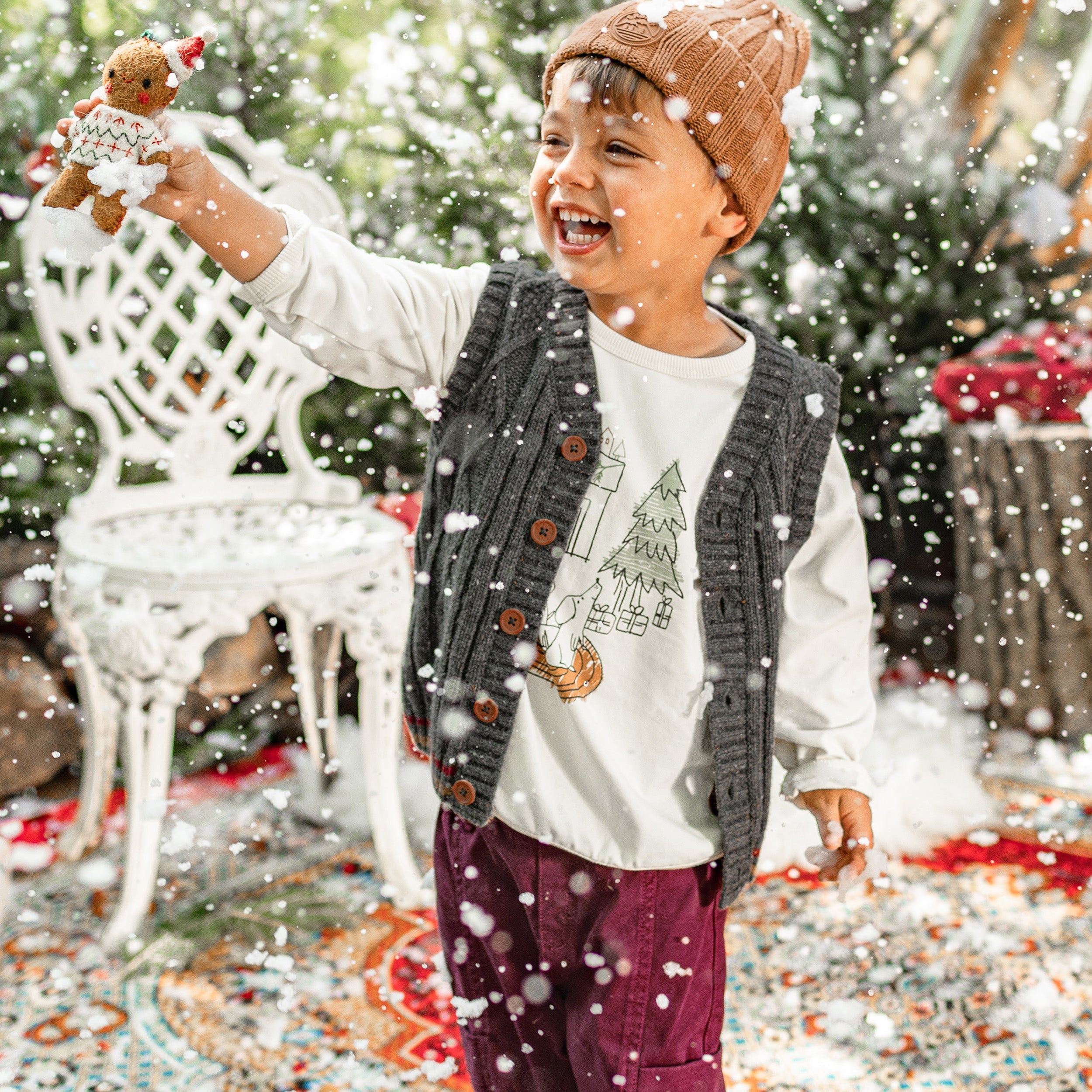 Débardeur à maille torsadée gris foncé, bébé