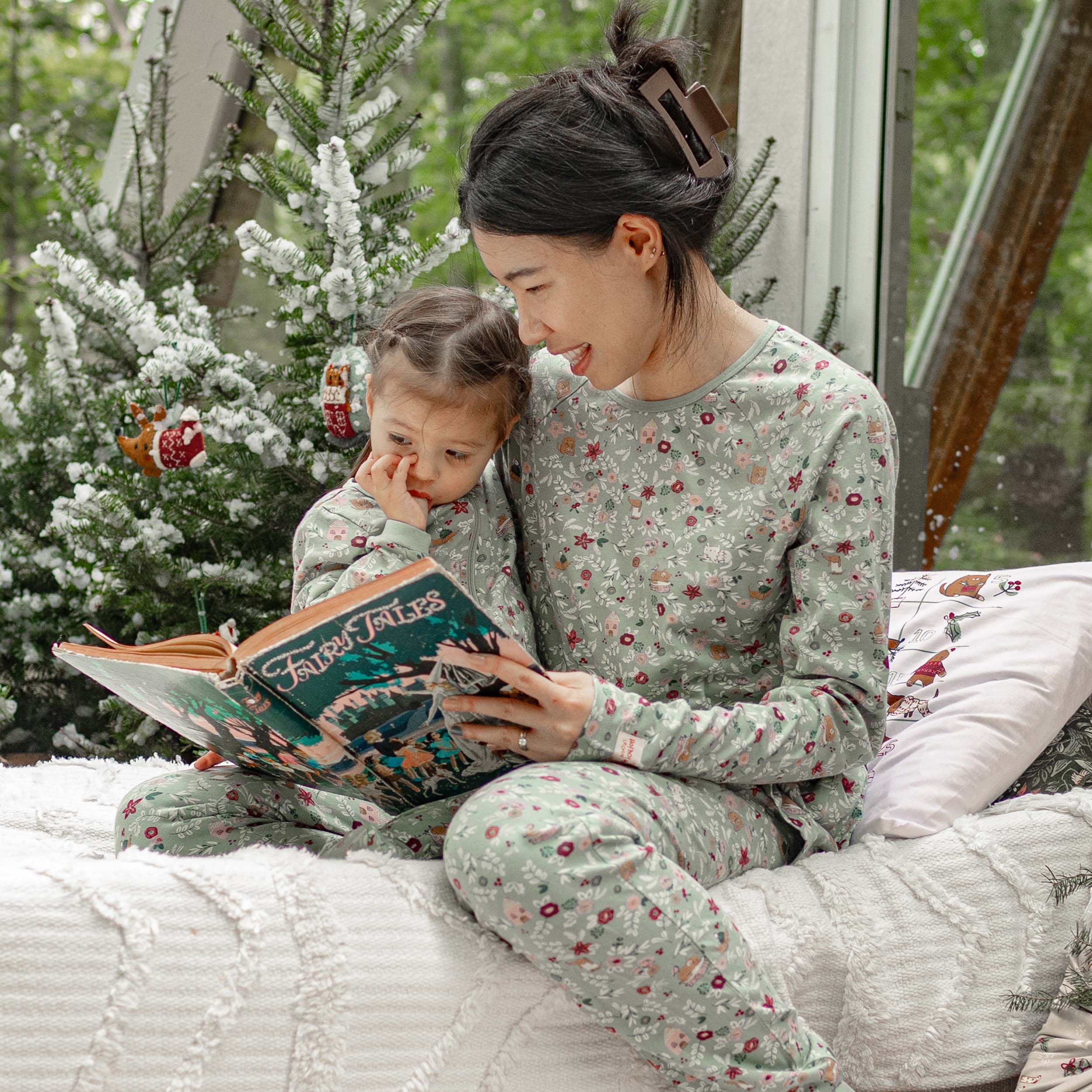Haut de pyjama vert à motif à manches longues en coton, adulte