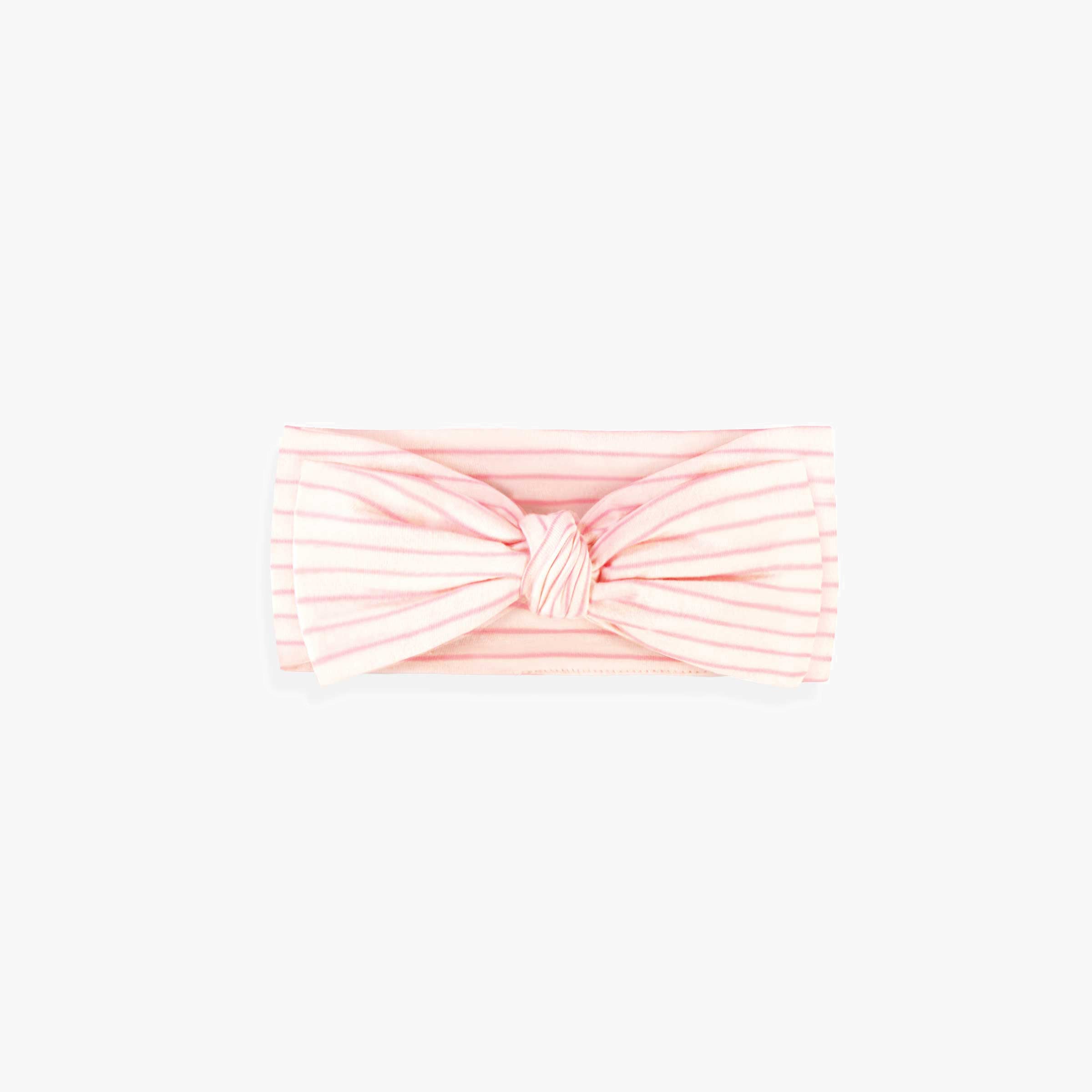 Bandeau crème avec rayures rose pour naissance