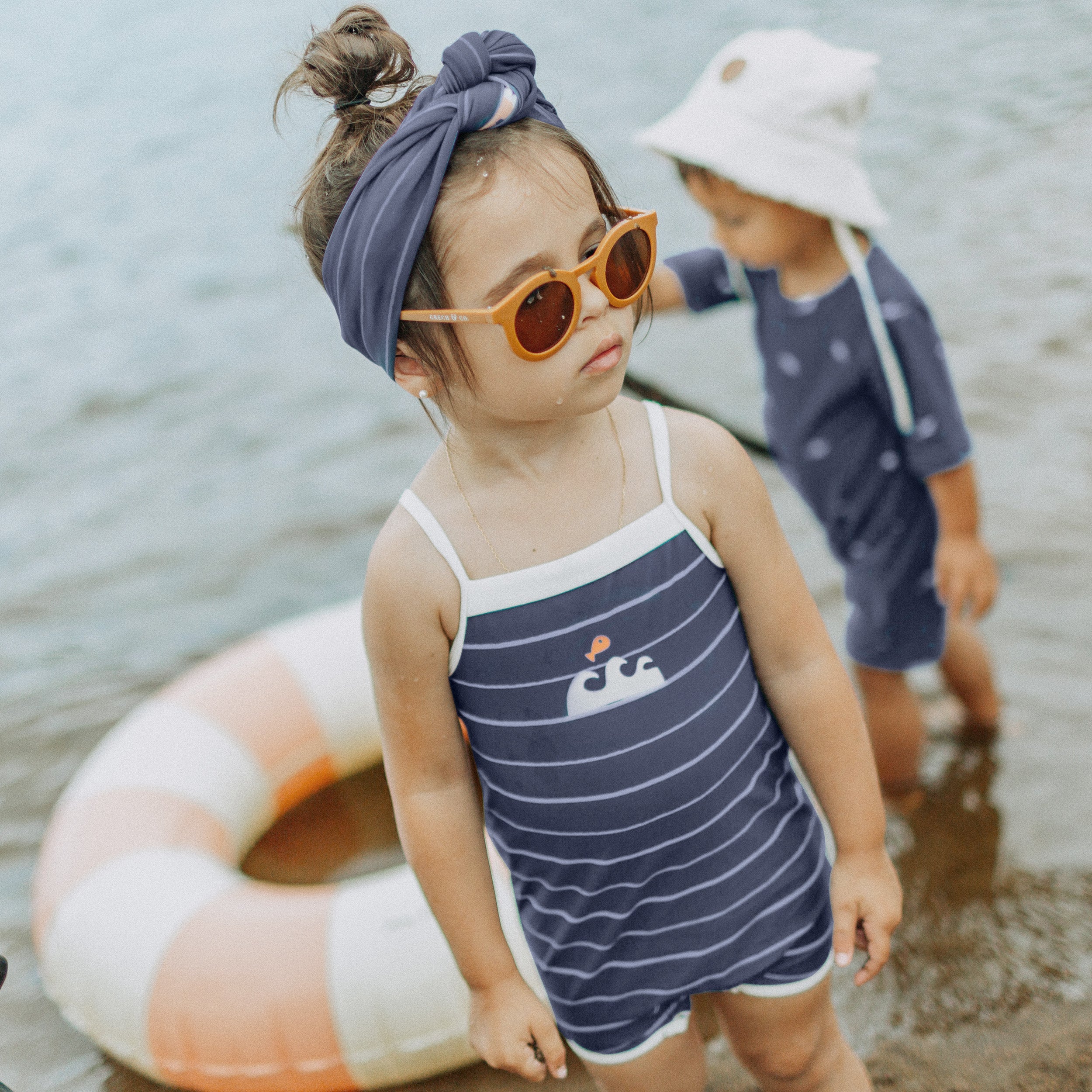 Blue one-piece swimsuit, baby