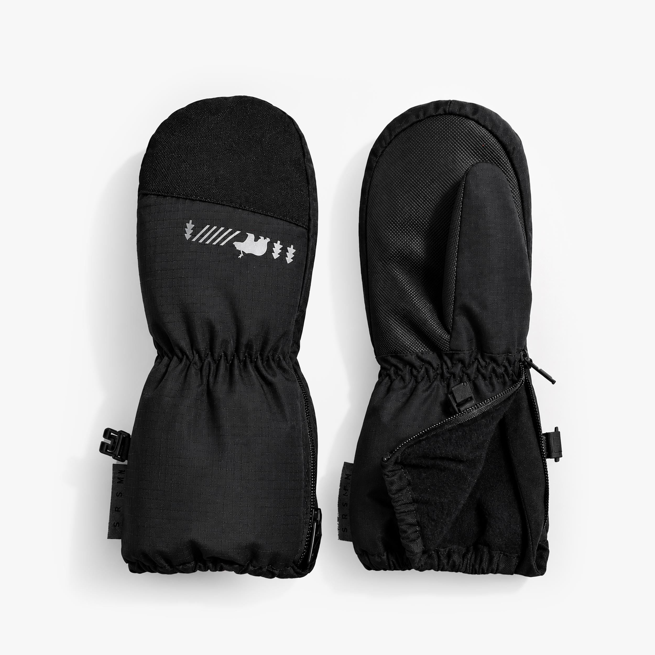 Mitaines noires imperméables pour enfant unisexe avec fermeture éclair et doublure chaude | Souris Mini