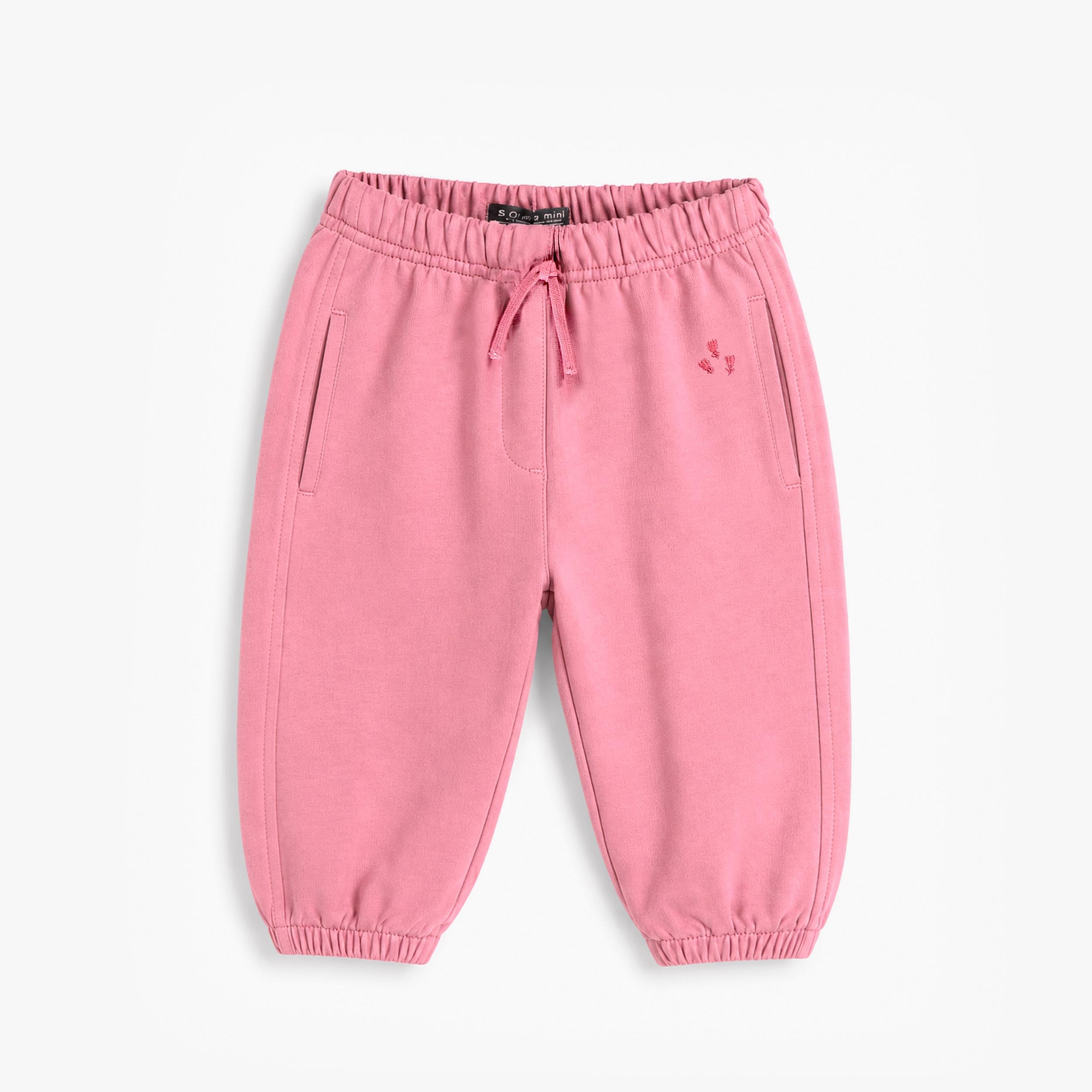 Pantalon jogging rose bébé fille en coton avec taille élastique et cordon ajustable - Souris Mini