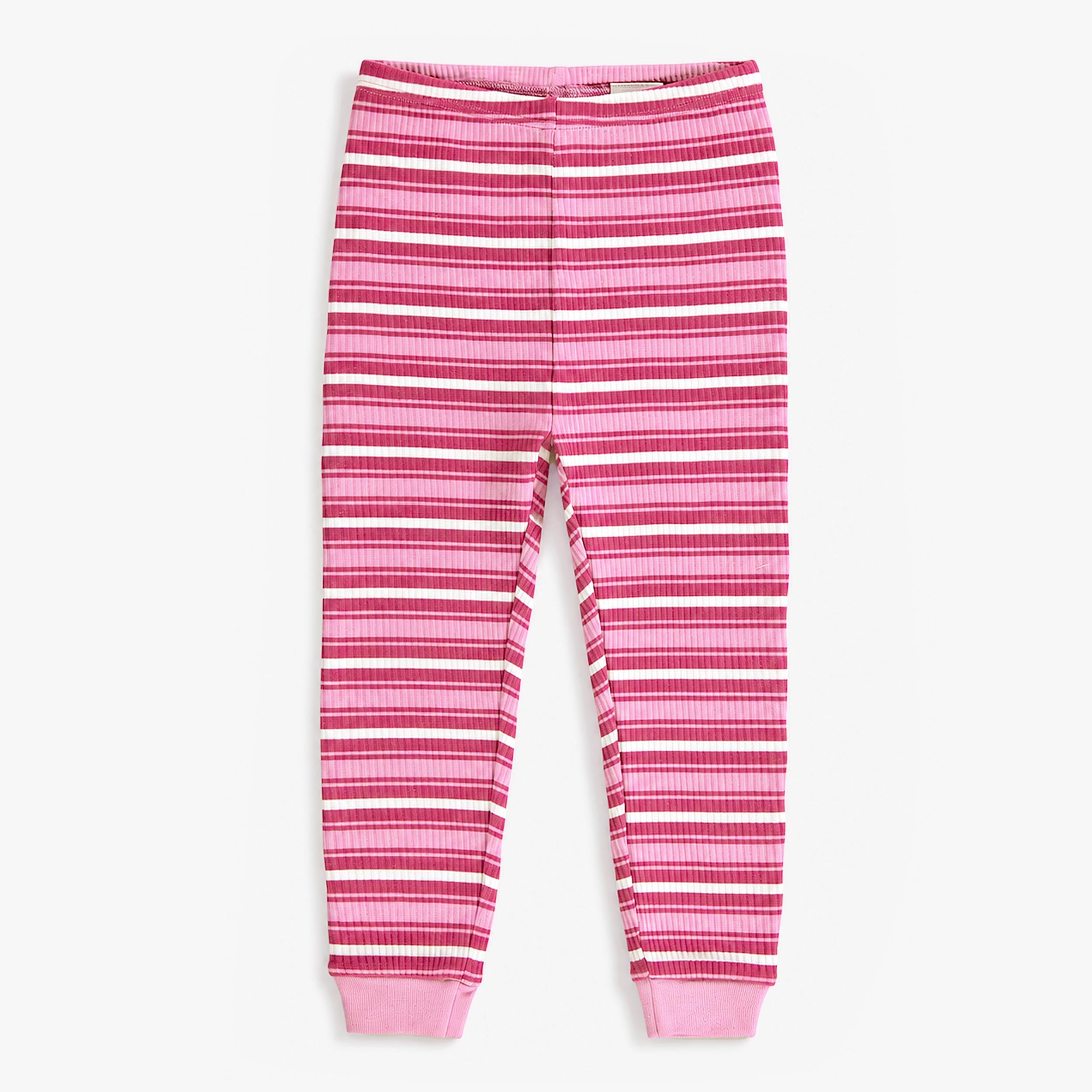 Pantalon de pyjama côtelé rose rayé pour fille avec poignets côtelés