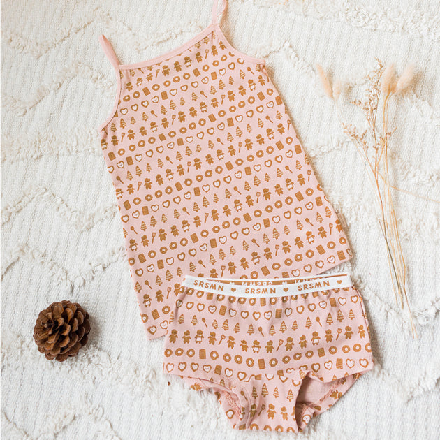 Pink camisole with an all over print of cookies in stretch jersey, child