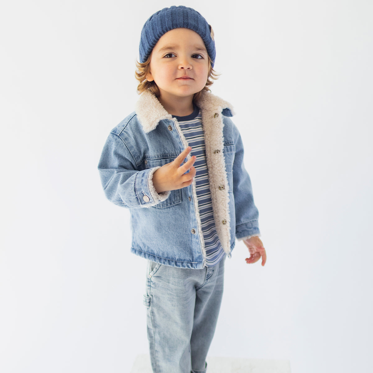 Blouson bleu en jean, bébé