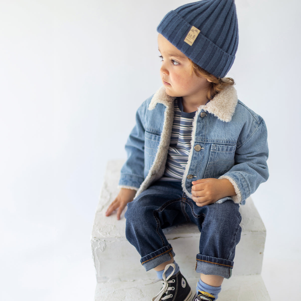 Blouson bleu en jean, bébé