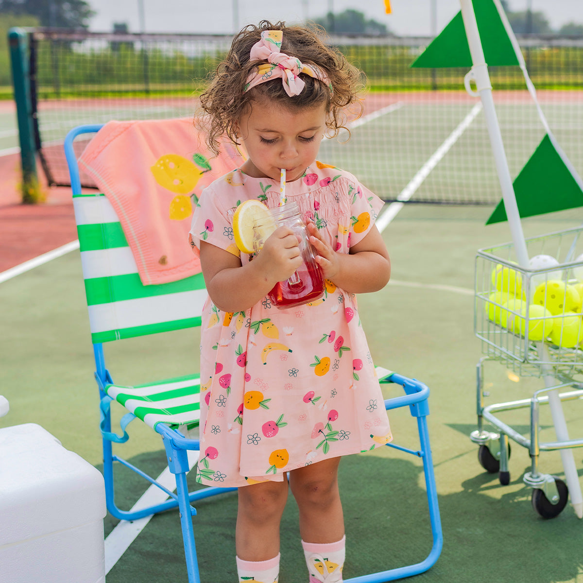 Robe rose en viscose à motifs de fruits, bébé