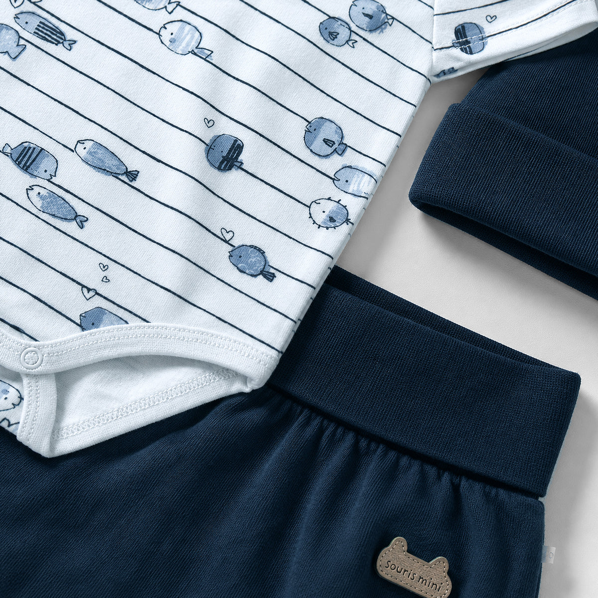 Blue Printed Three-Piece Set, Baby