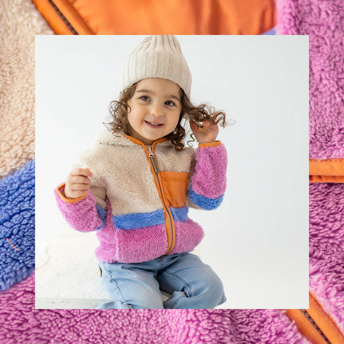 Colorblock plush jacket, baby 