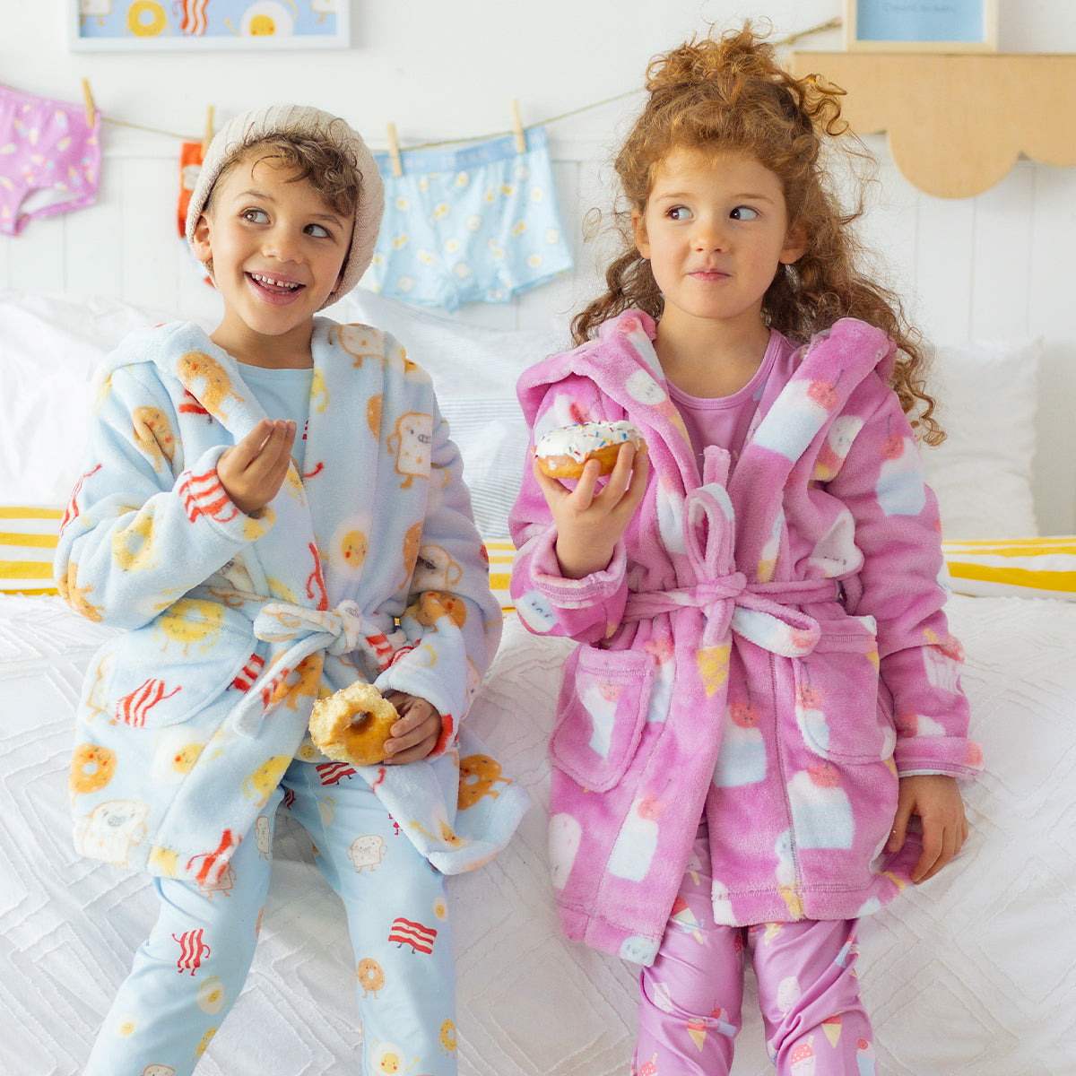 Purple plush robe with frozen treat all over print, child