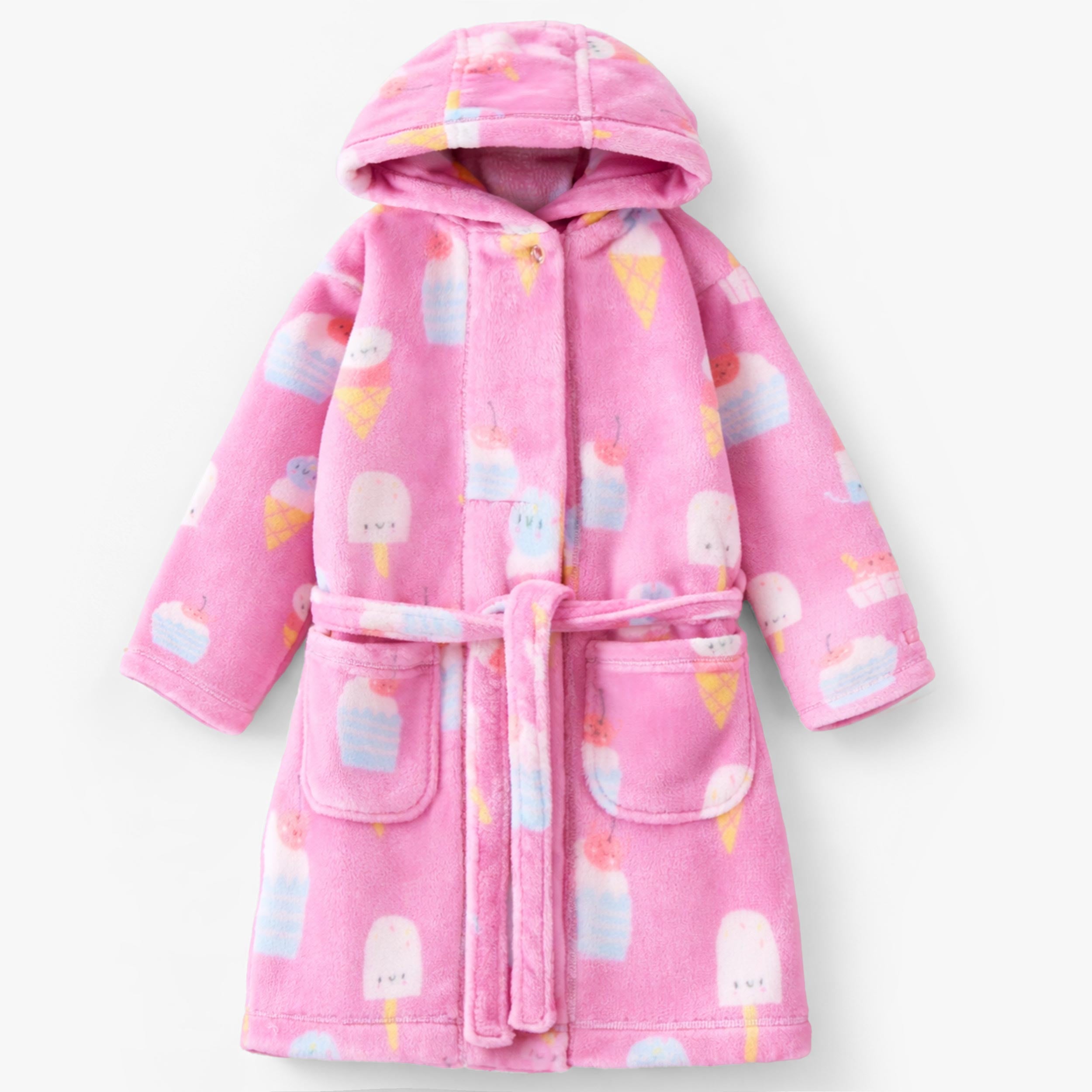 Purple plush robe with frozen treat all over print, child