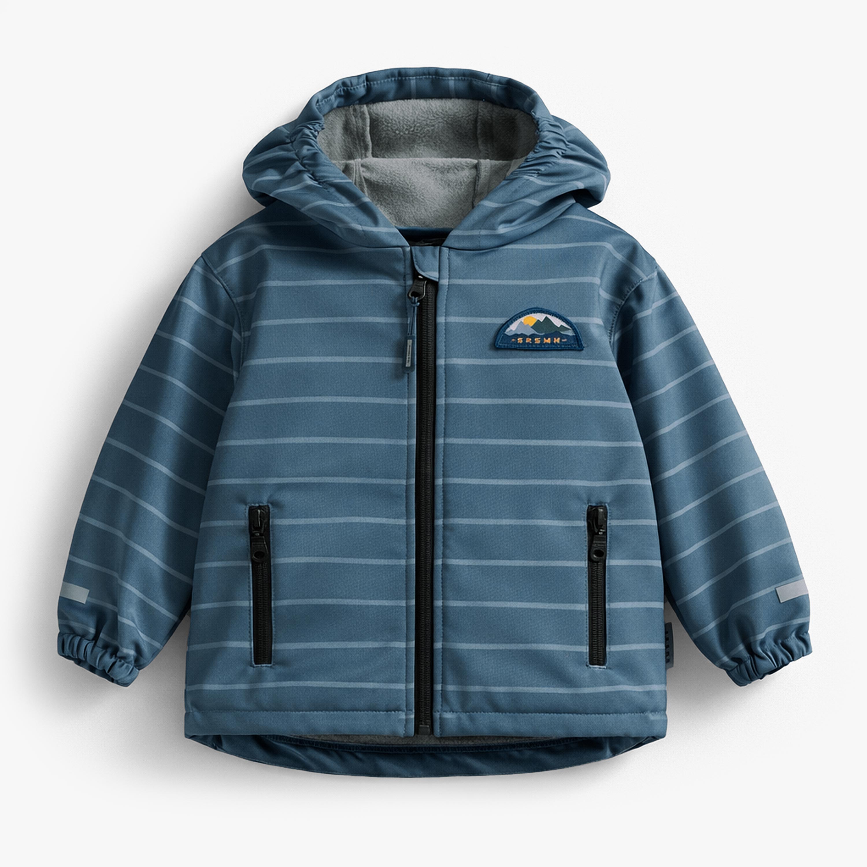 Blue softshell jacket with stripes, baby 