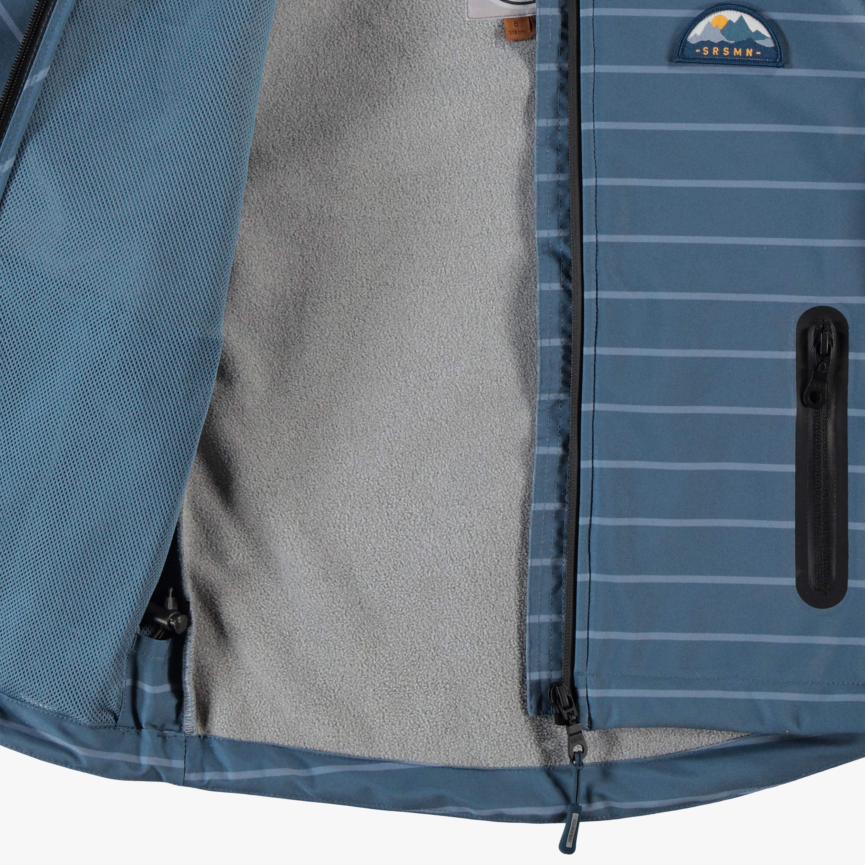 Manteau bleu en coquille souple avec rayures, enfant