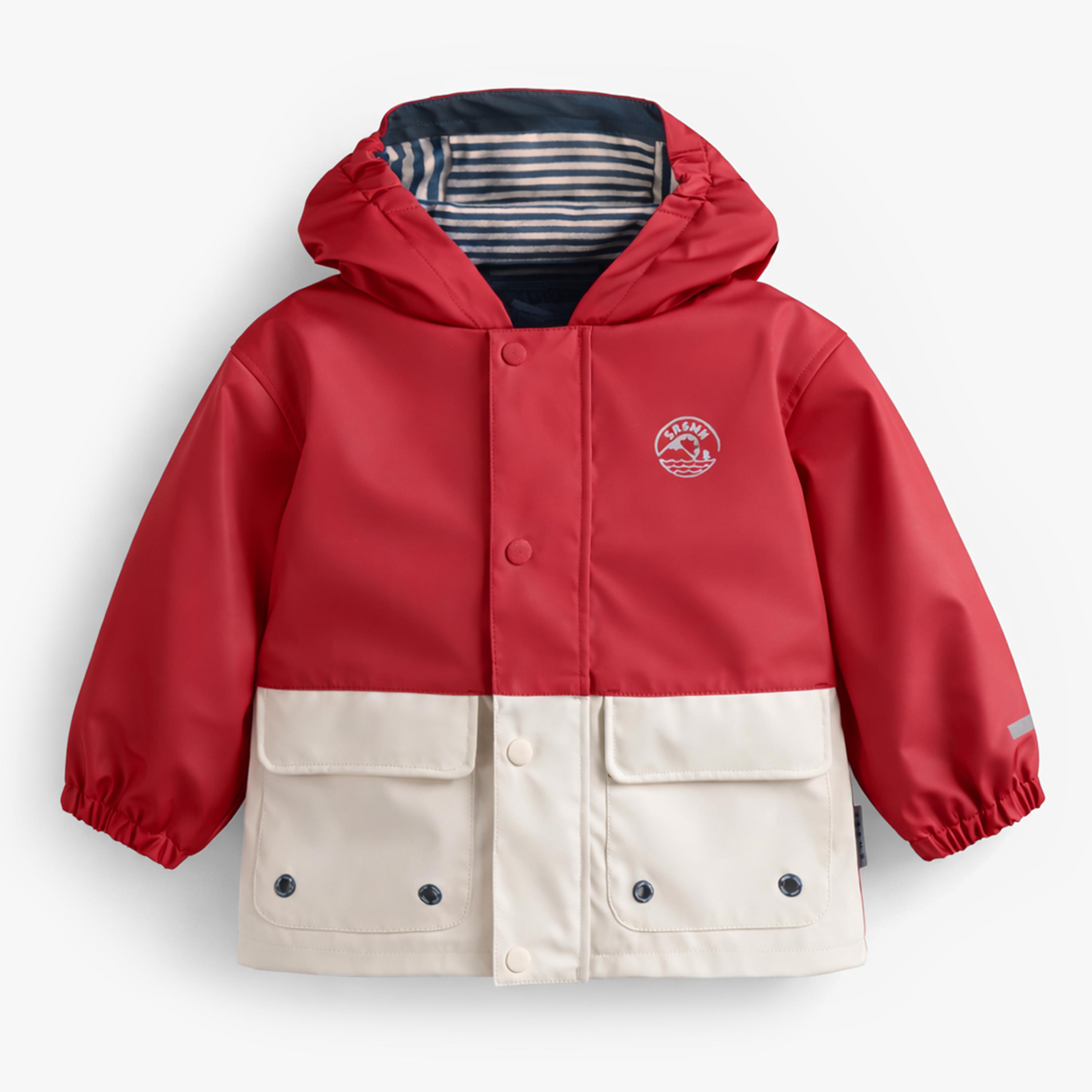 Red and cream raincoat, baby