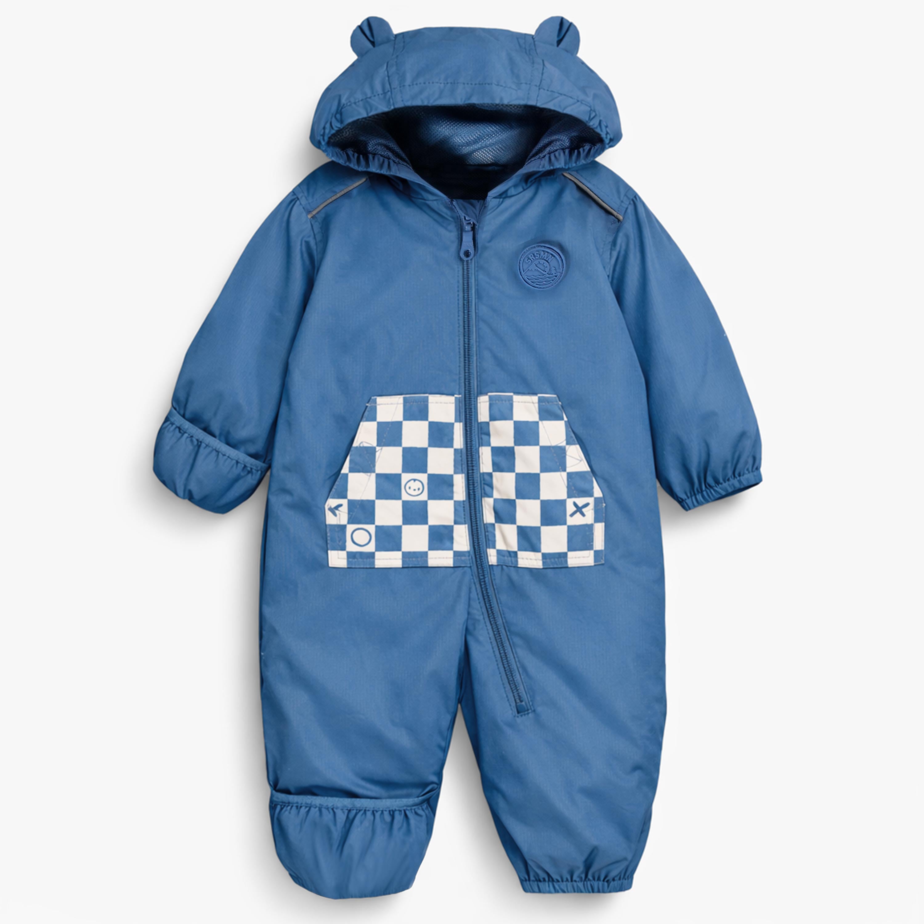 Manteau une pièce bleu à motif damier, bébé