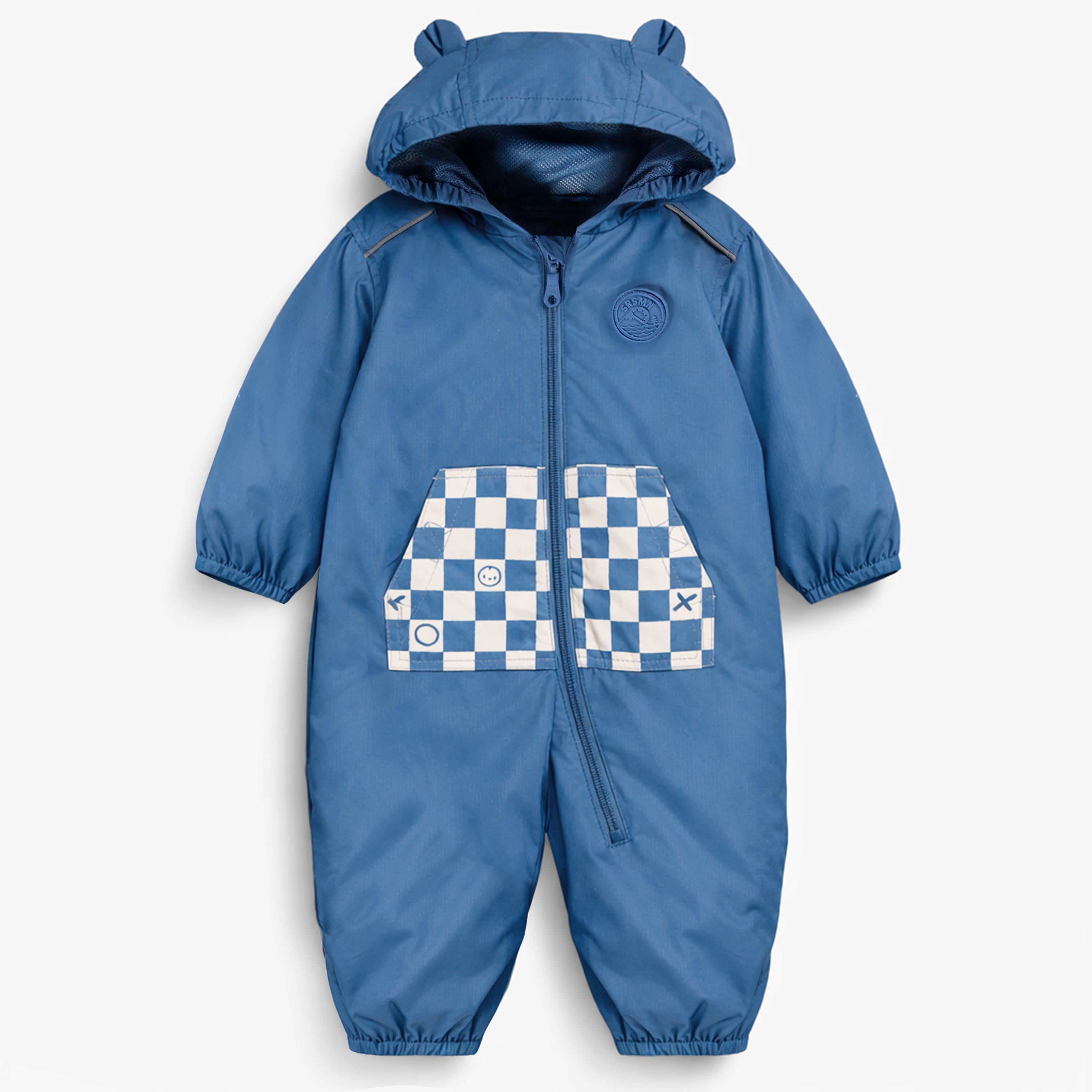 Manteau une pièce bleu à motif damier, bébé