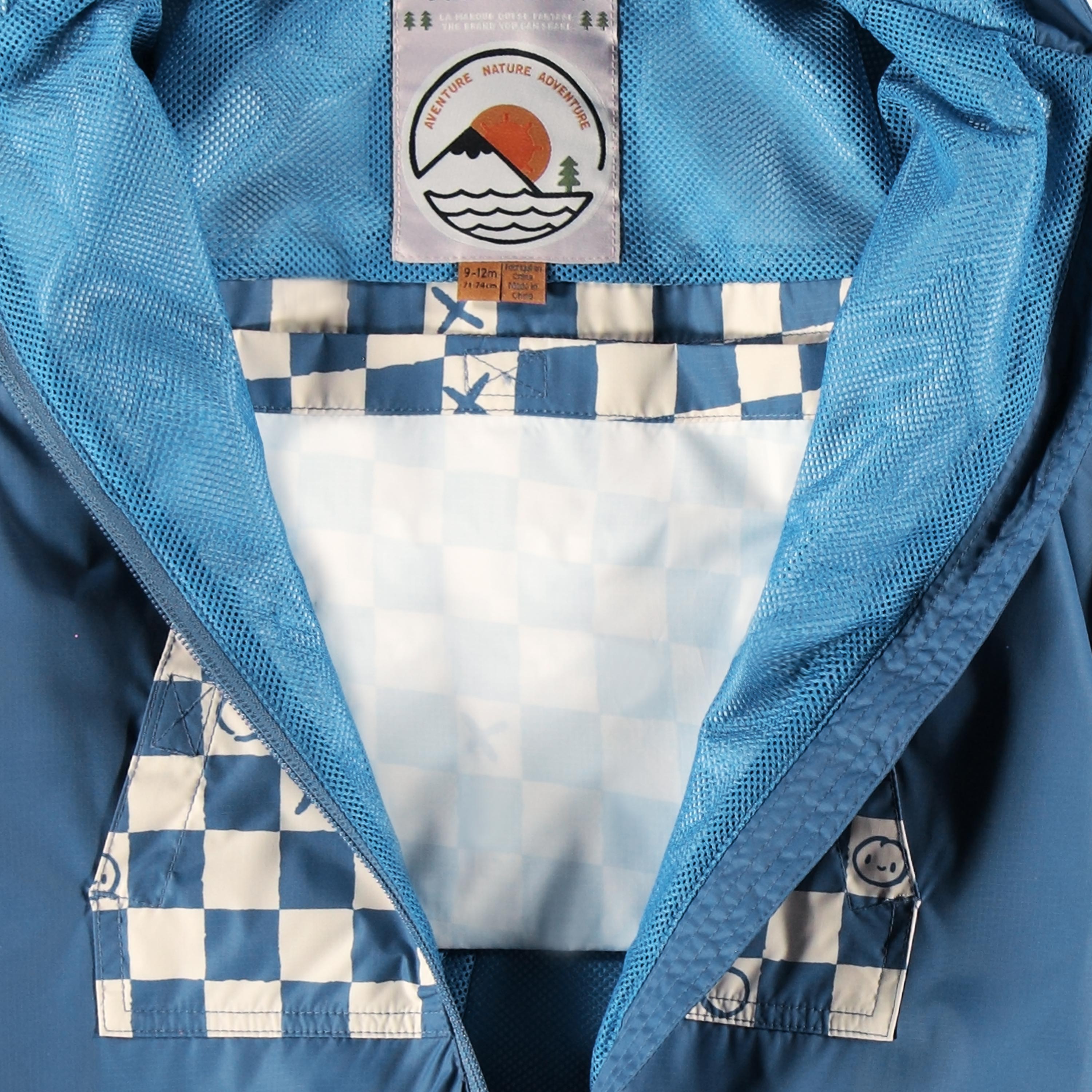 Manteau une pièce bleu à motif damier, bébé