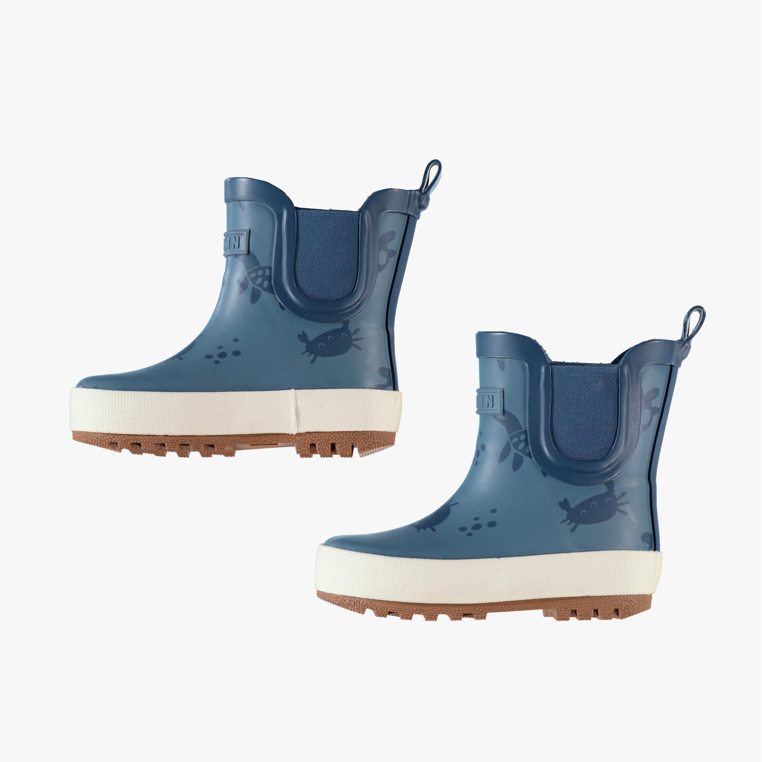 Bottes de pluie courtes bleu foncé avec tortues et crabes