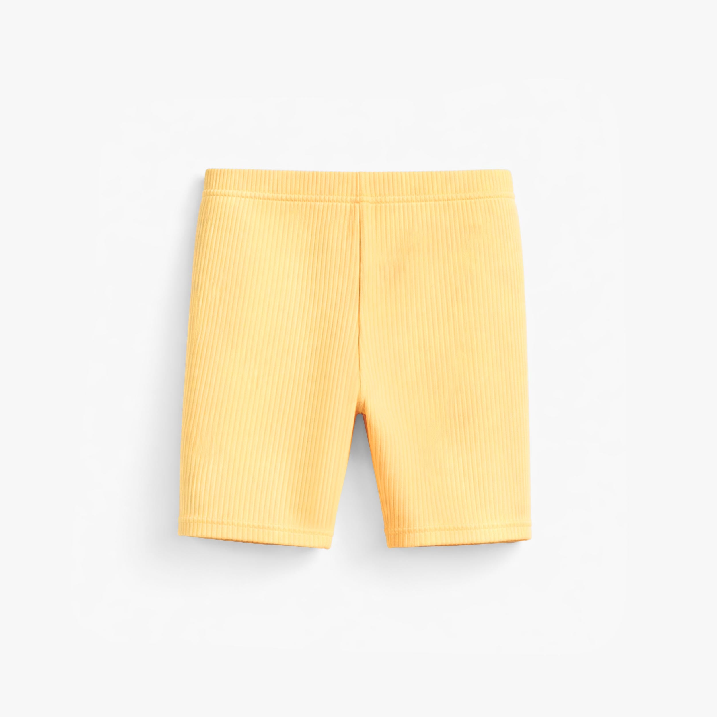 Dos du legging court jaune en tricot côtelé, enfant 