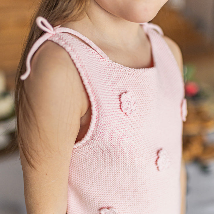Camisole de maille rose avec crochet, enfant || Pink knitted camisole with crochet, child