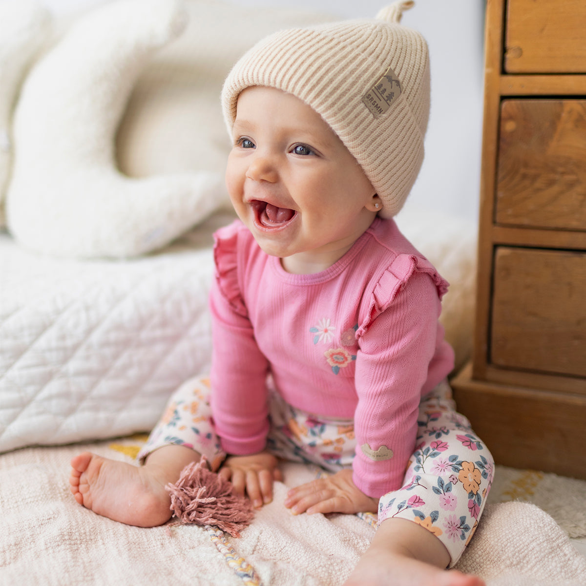 Pink embroidered bodysuit, baby