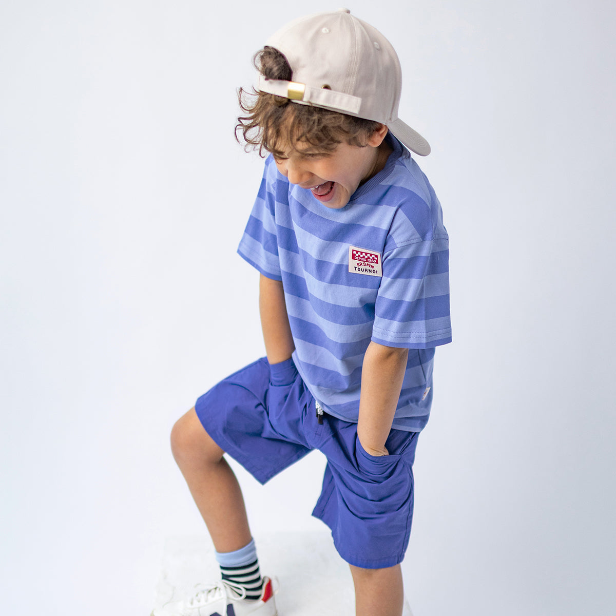 Blue canvas Bermuda shorts, child