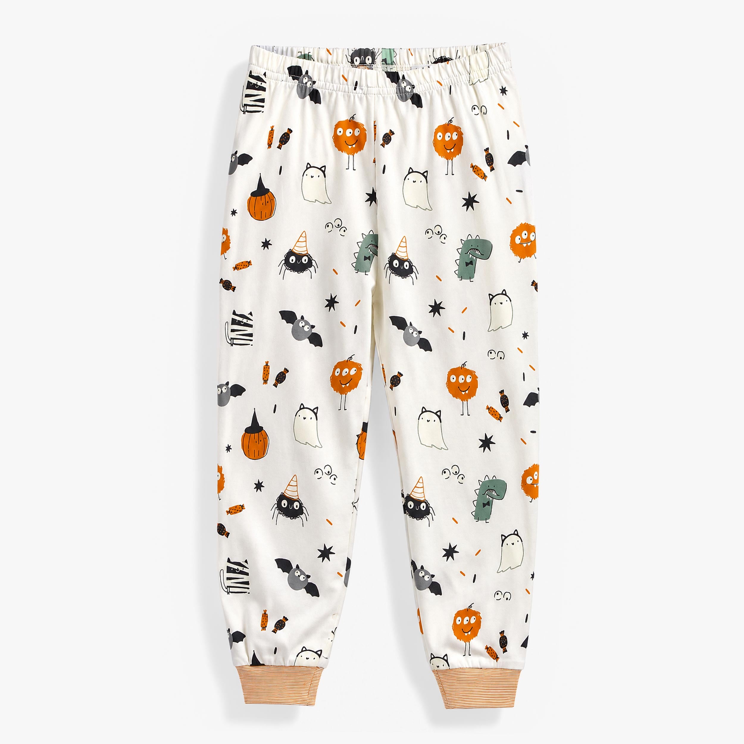 Pyjama deux pièces orange et crème à imprimé d’Halloween, enfant