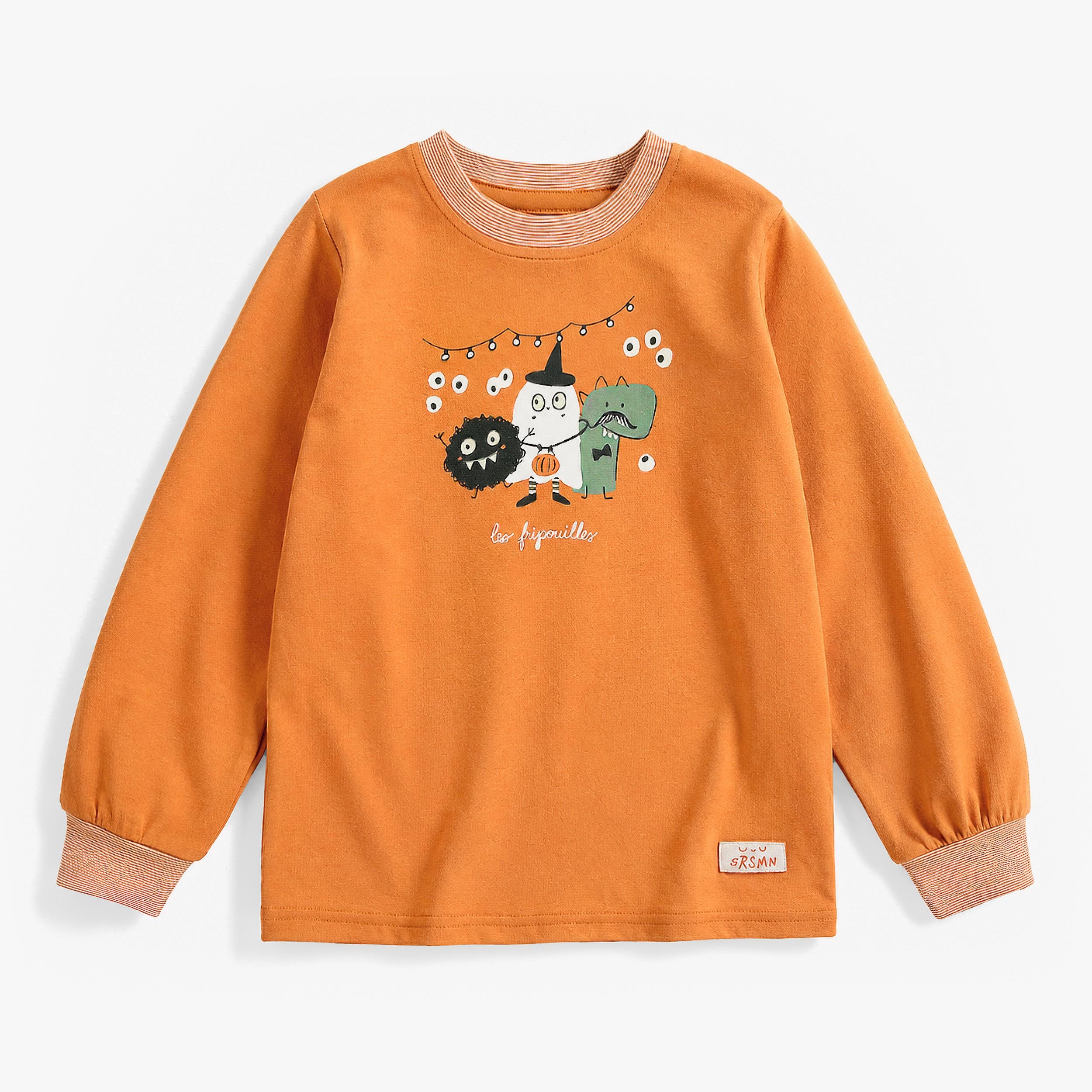 Pyjama deux pièces orange et crème à imprimé d’Halloween, enfant