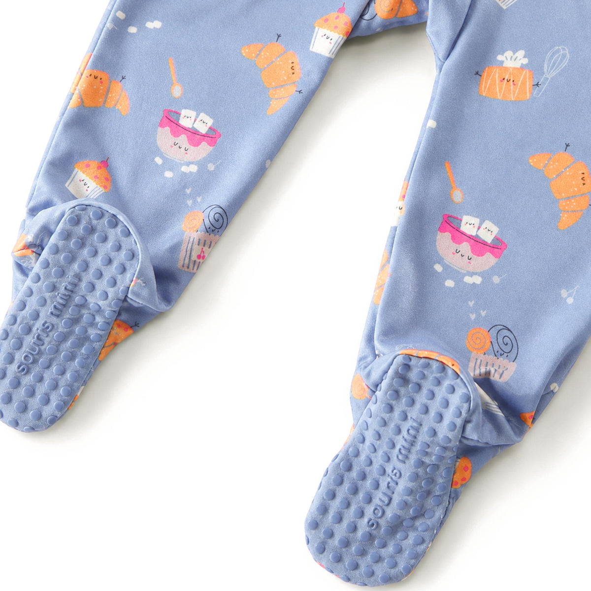 Pyjama une pièce bleu à motifs de croissants, bébé