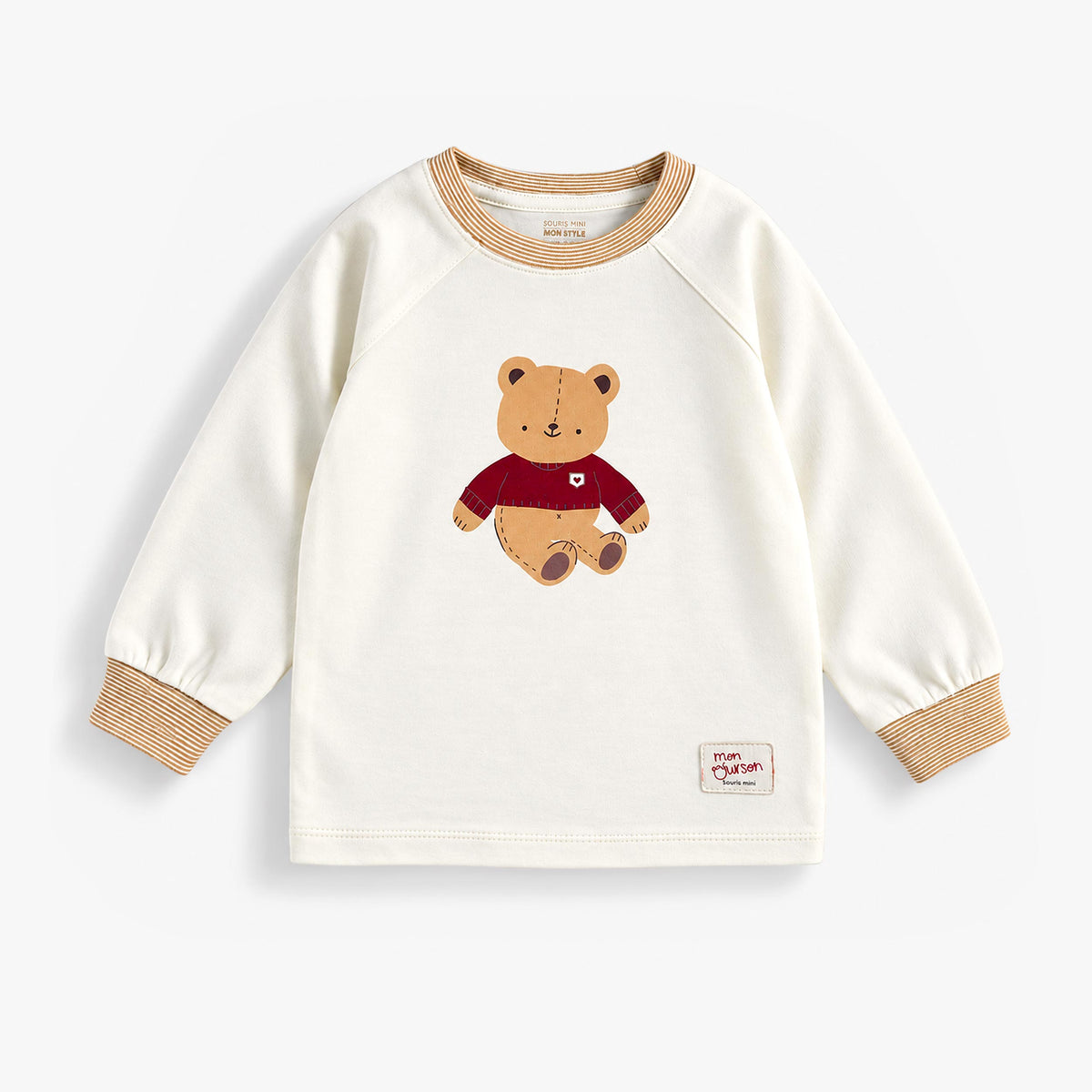 Pyjama deux pièces crème à motifs d’oursons, bébé