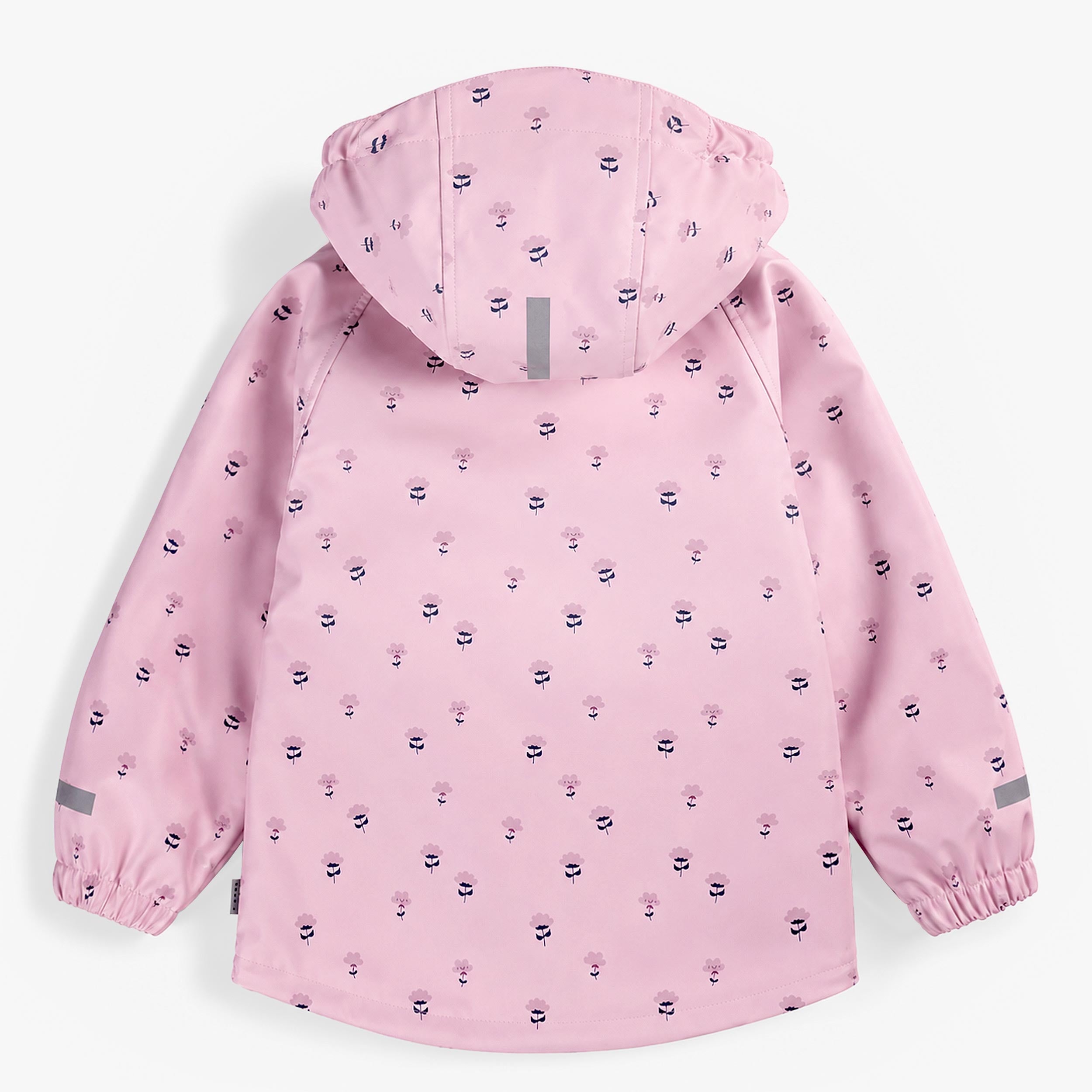 Pink mushroom print rain jacket, child