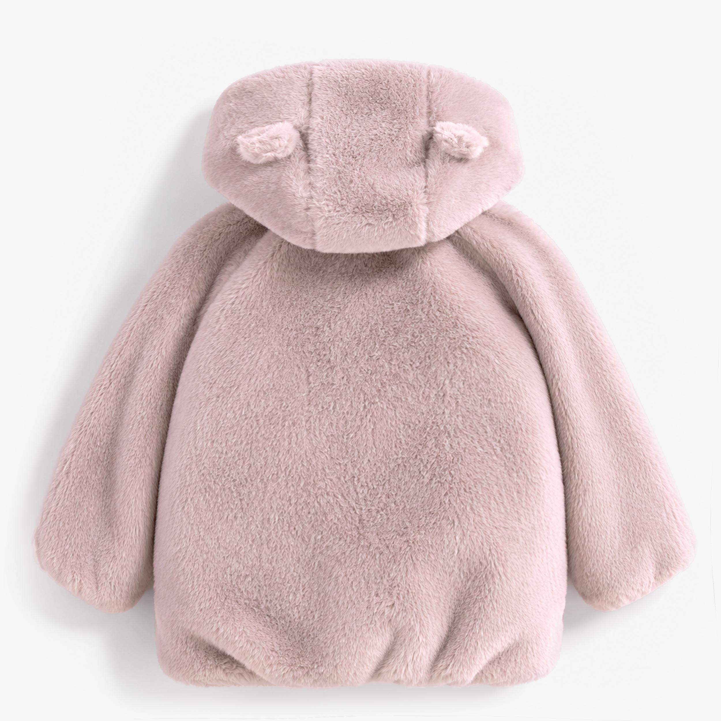 Pink plush hooded jacket, baby