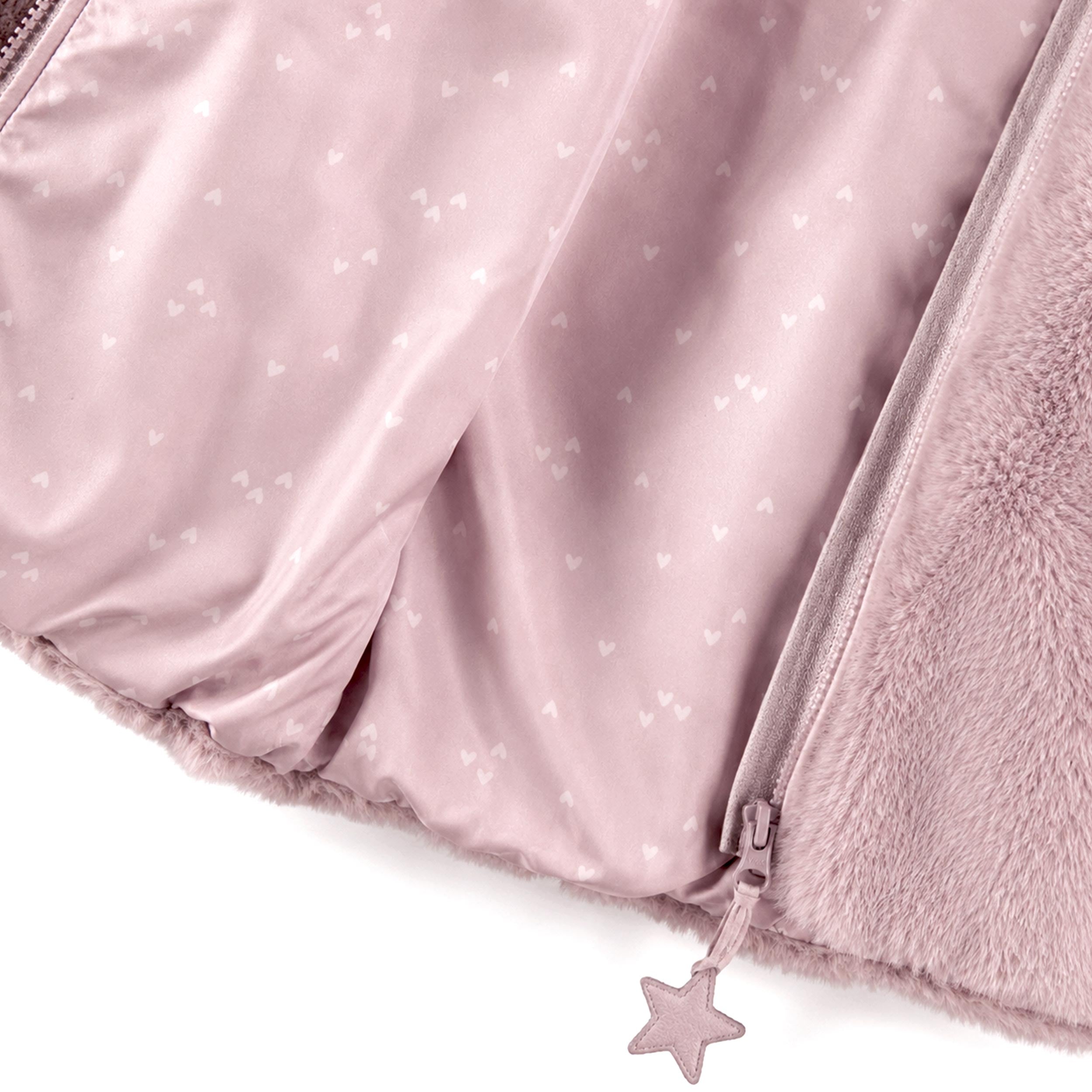 Pink plush hooded jacket, child