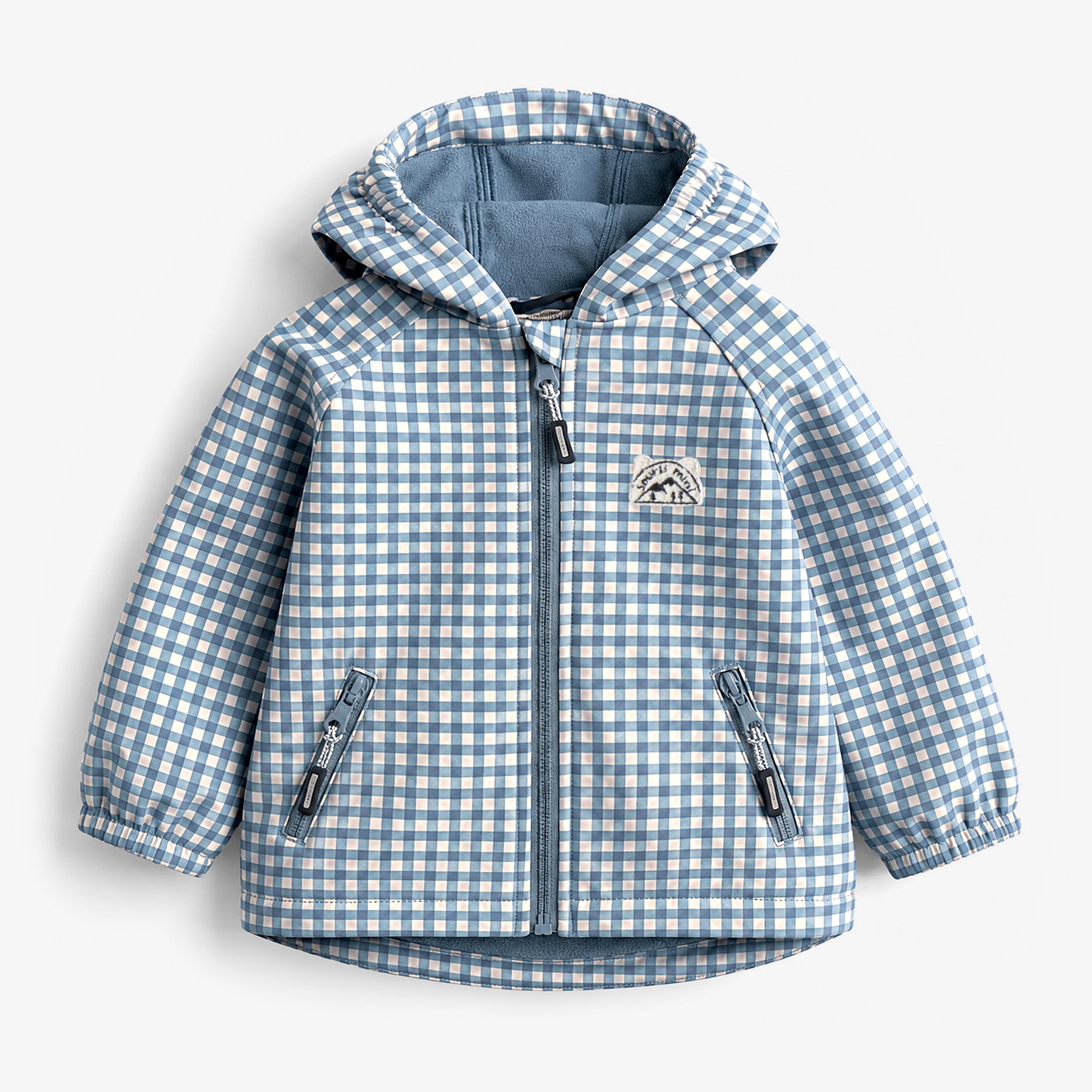 Manteau softshell bleu à carreaux, bébé