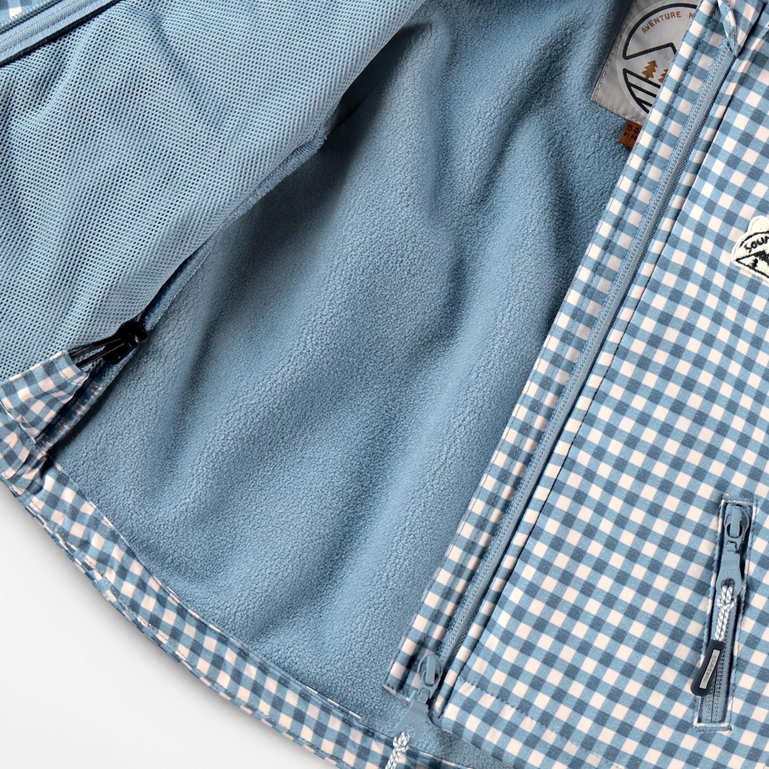 Manteau softshell bleu à carreaux, bébé