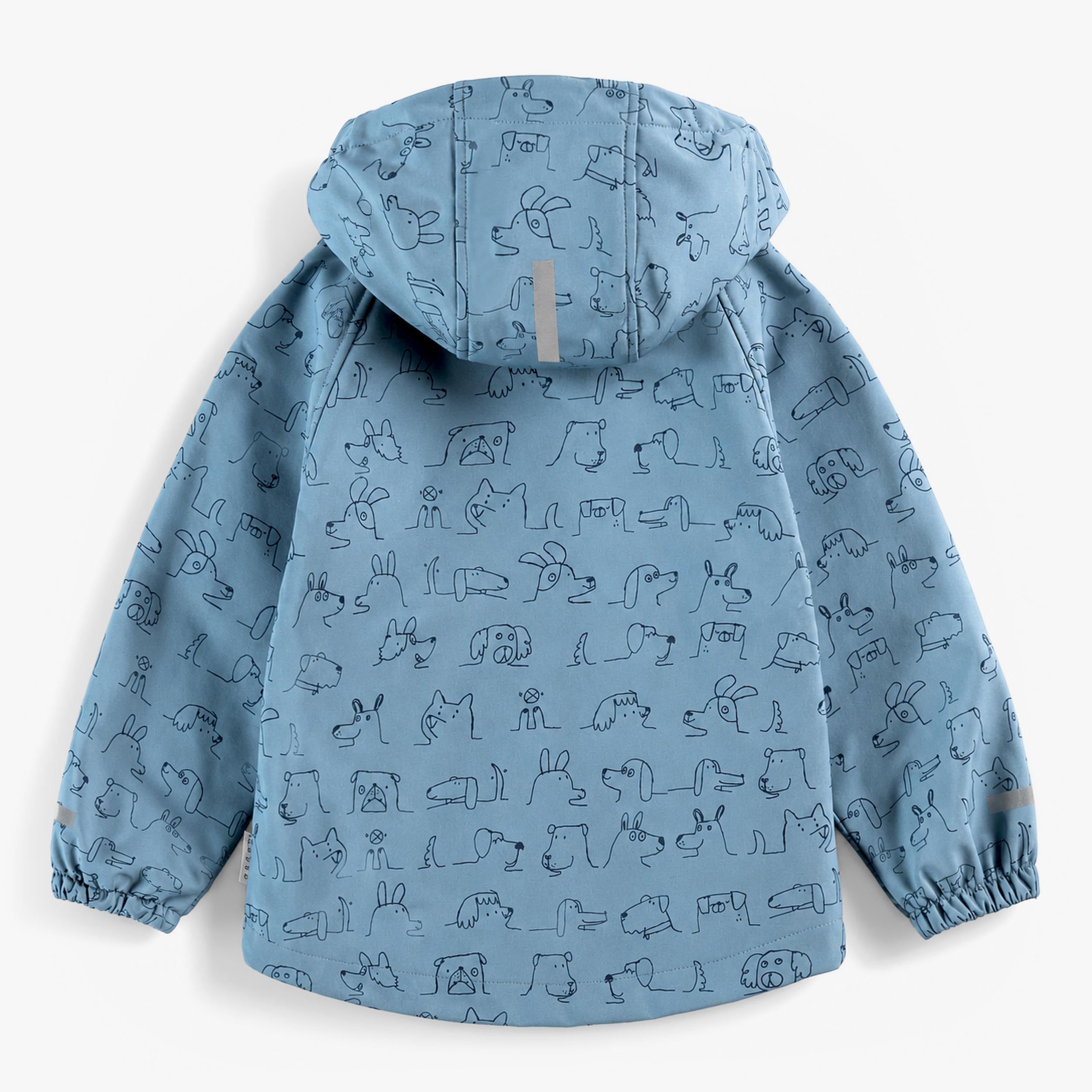 Blue dog print softshell jacket, child