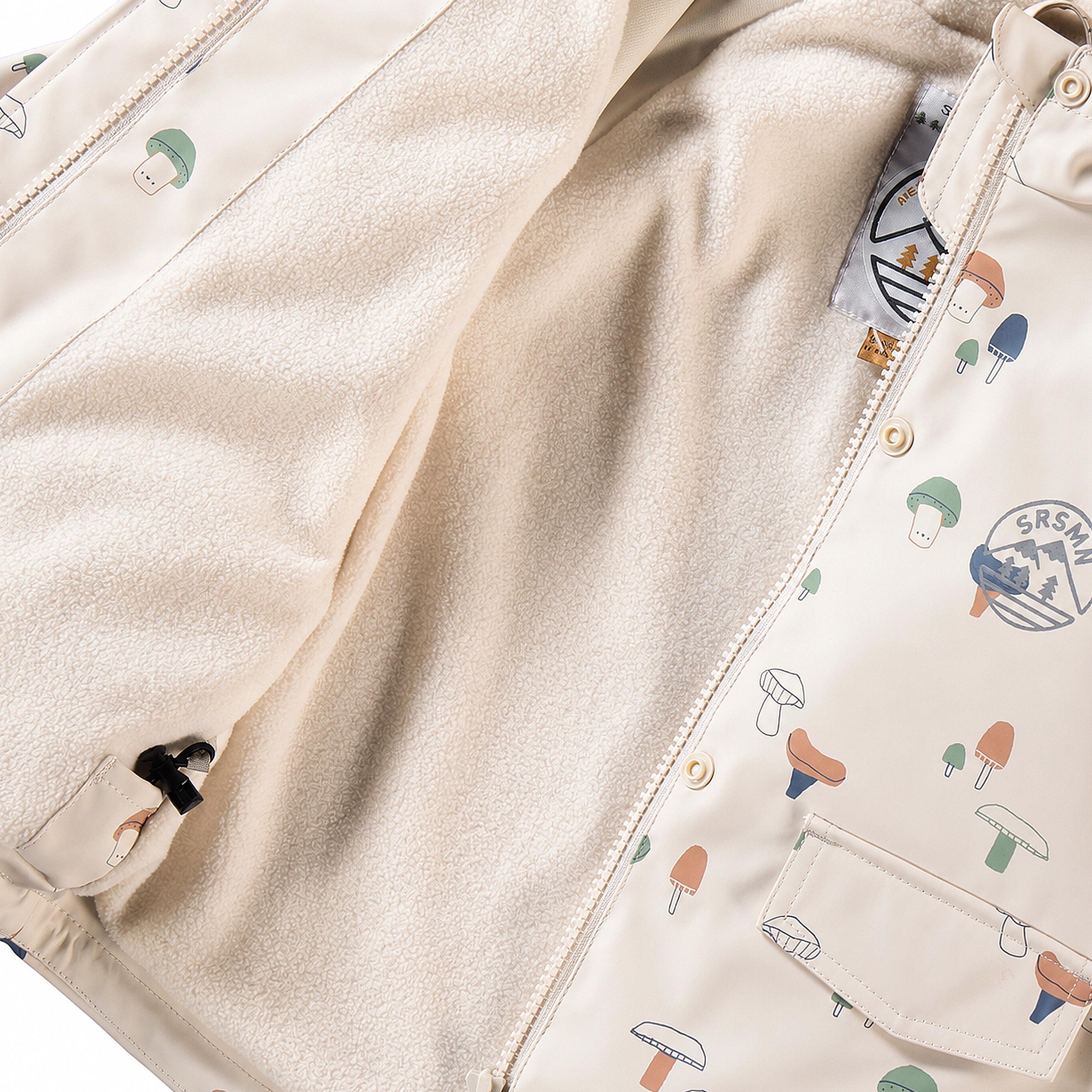 Manteau de pluie beige à imprimé champignons, bébé