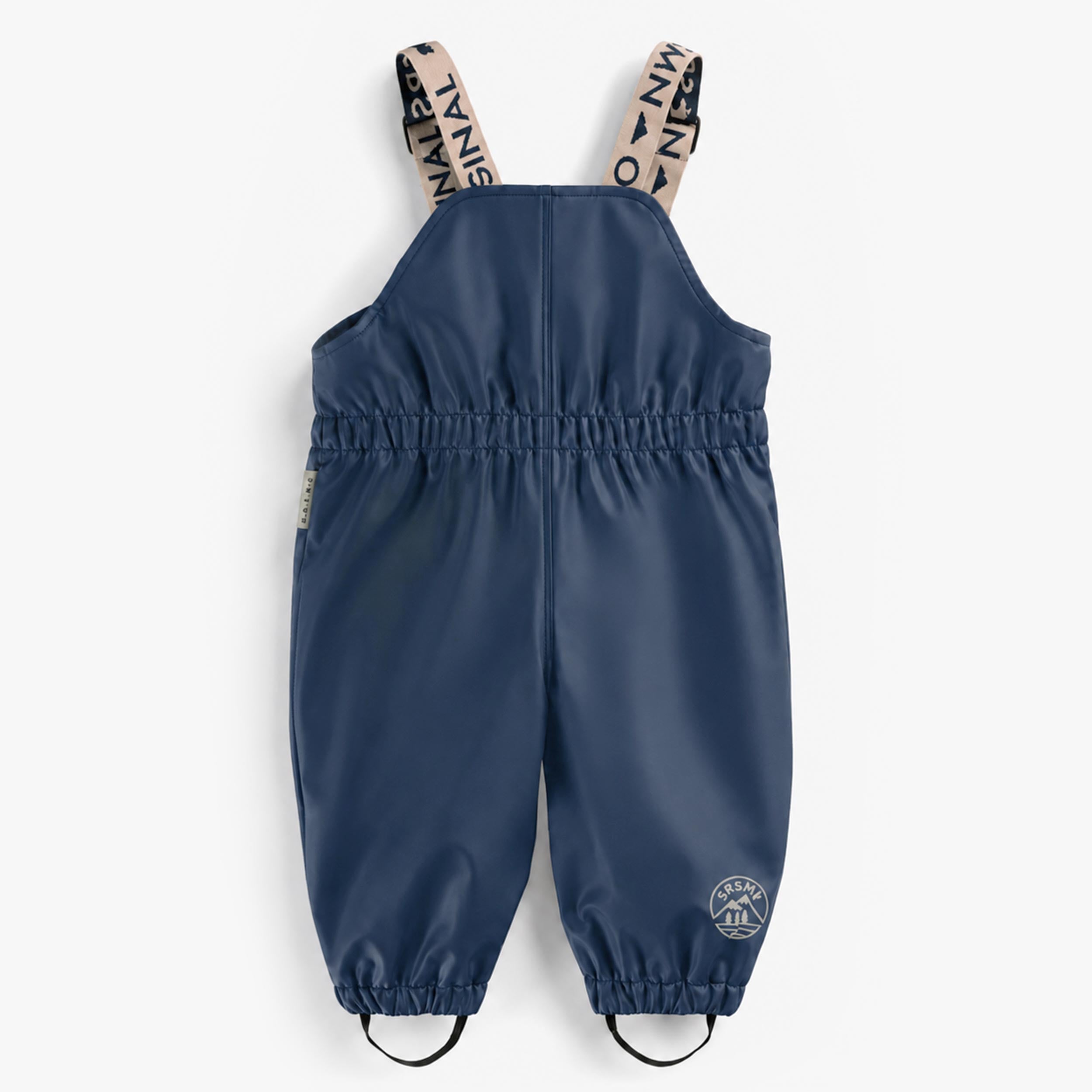 Blue rain bib pants, baby