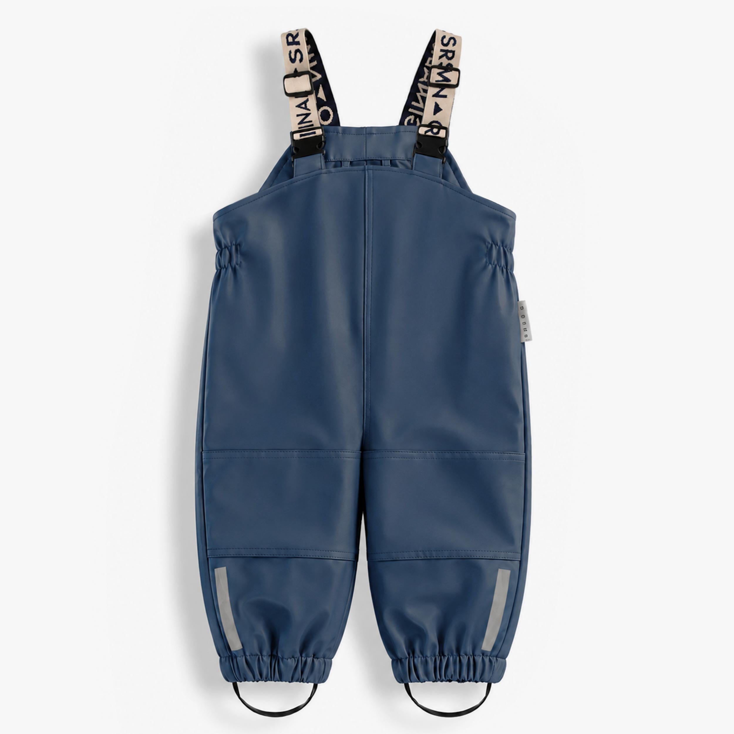 Blue rain bib pants, baby