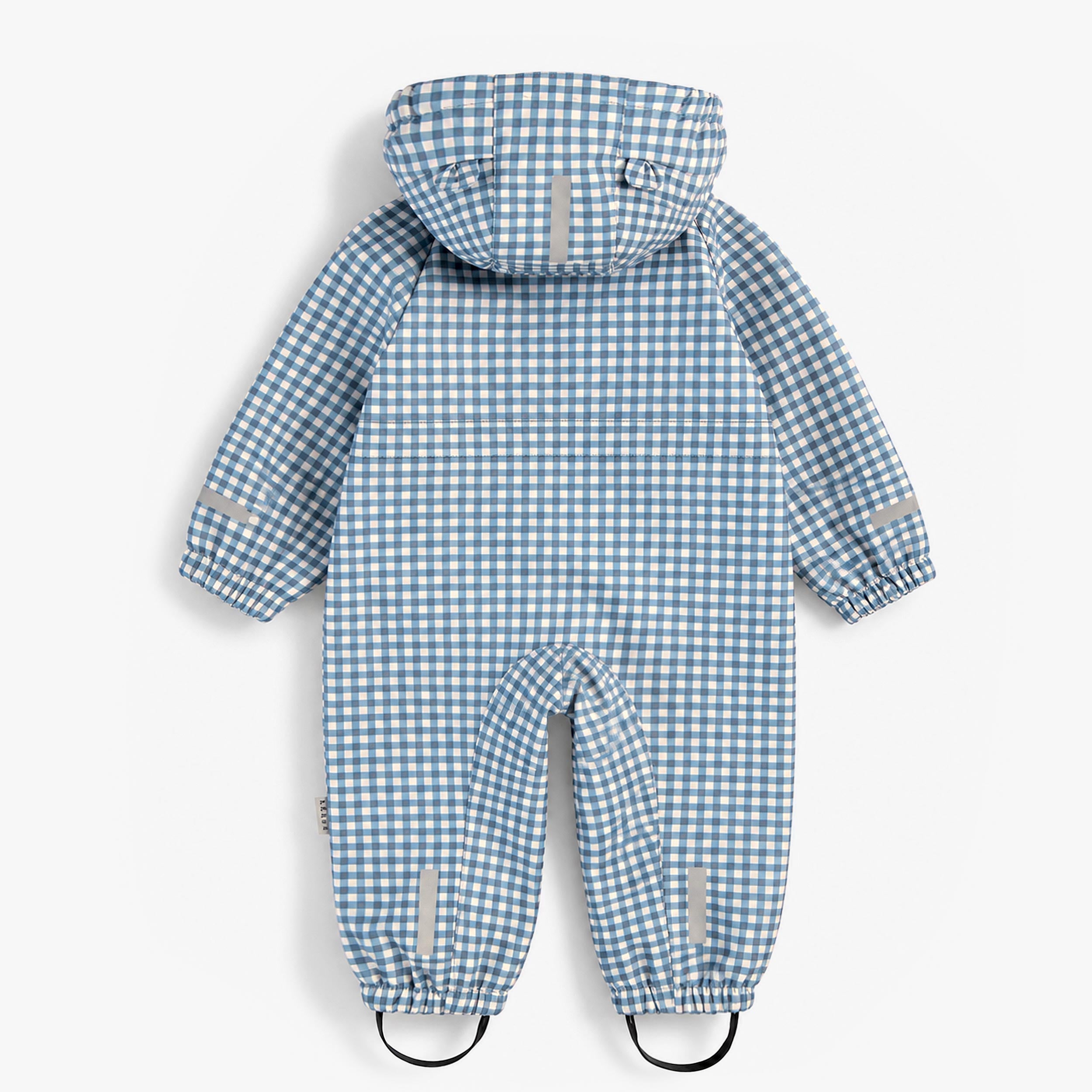 Une-pièce softshell bleu à carreaux, bébé